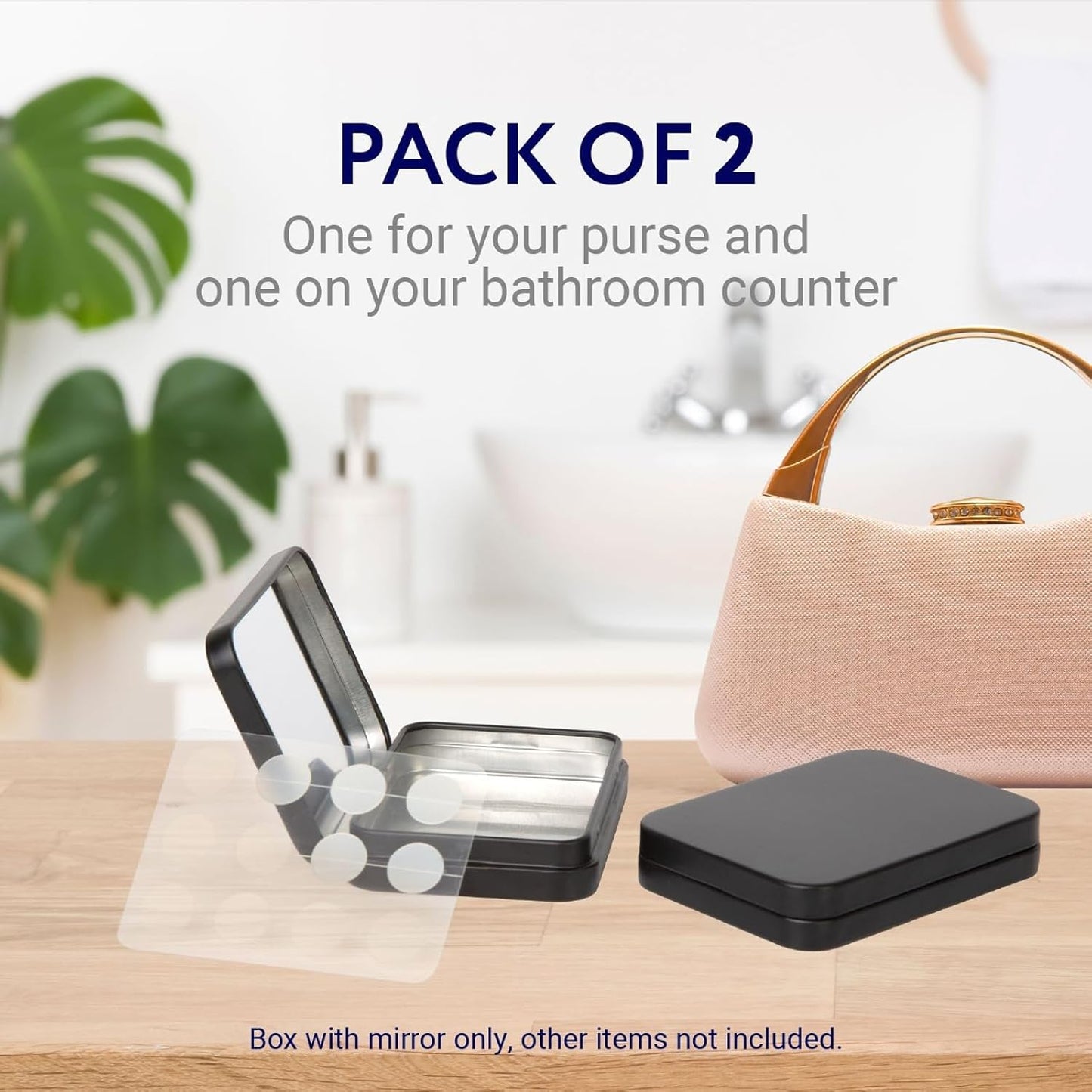 IMPRESA Zit Patches Storage Case - Matte Black Metal - Compact Organizer With Built-In Mirror - Travel-Friendly 2-Pack