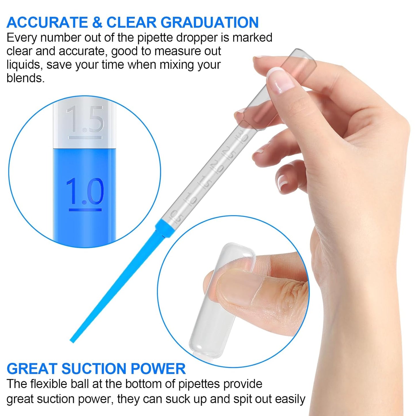 100 PCS 3ML Dropper Pipettes Essential Oil Transfer, Disposable Plastic Eye Dropper for Science Experiments, Crafting, Makeup Tool, 3ml-Improved