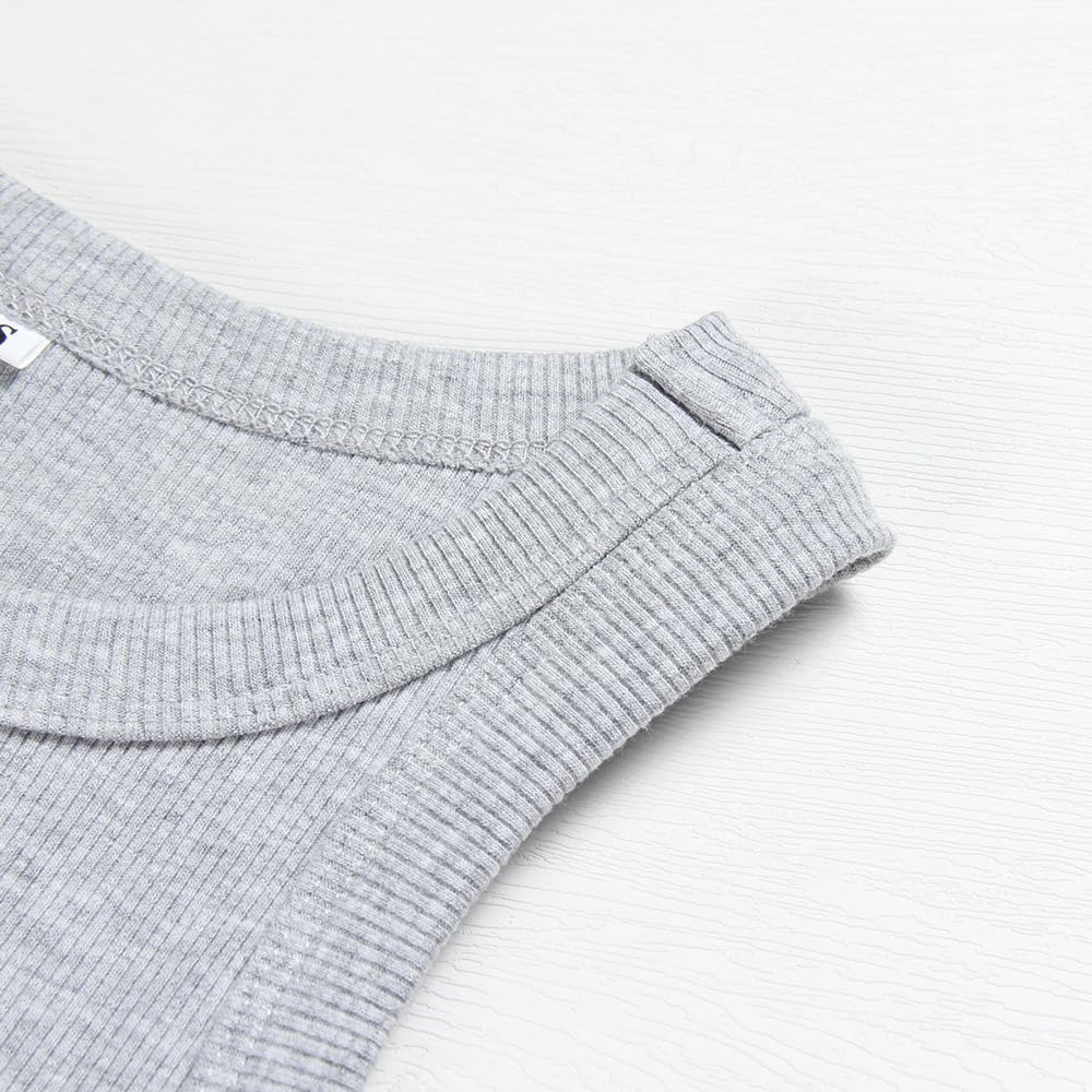 GEMBERA Womens Sleeveless Racerback High Neck Casual Basic Cotton Ribbed Fitted Tank Top