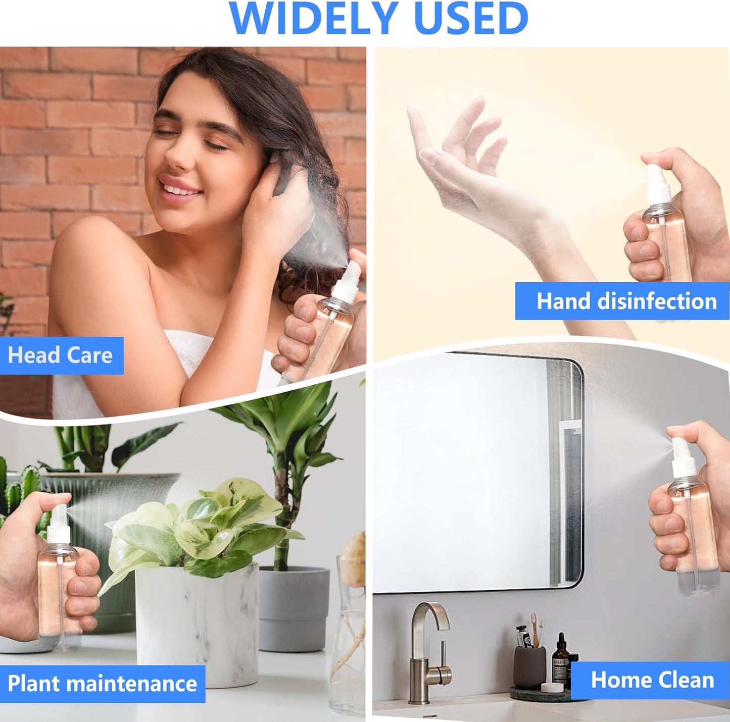 4 Pack 1 Oz (30ml) Mini Spray Bottles Clear Travel Size Spray Bottles Leak Proof with Funnels and Labels