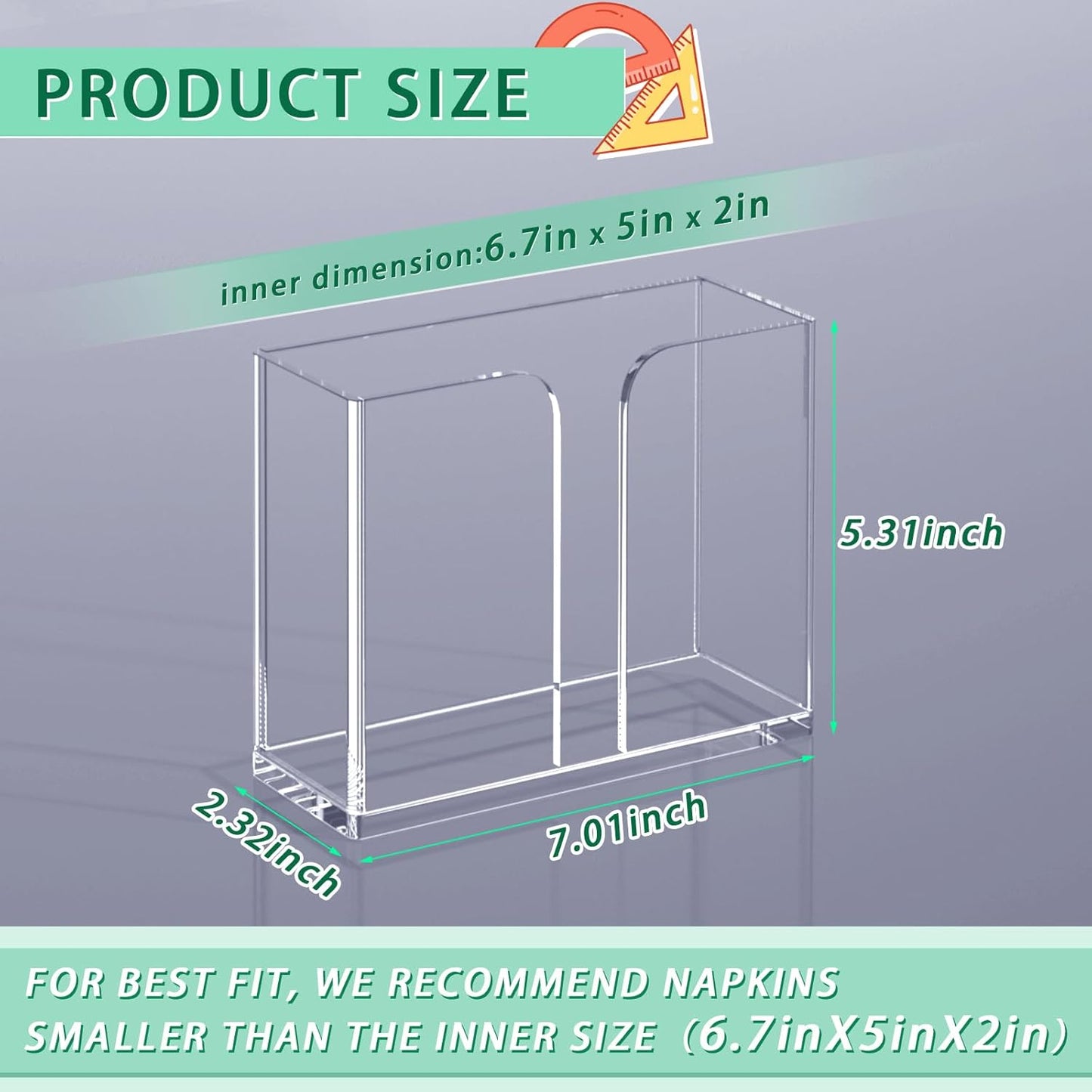 Napkin Holder, Clear Acrylic Guest Towel Holder, Vertical Disposable Hand Towel Holder for Kitchen, Waterproof Square Guest Paper Towel Lucite Tray for Bathroom Home Hotel Office Restaurant Business