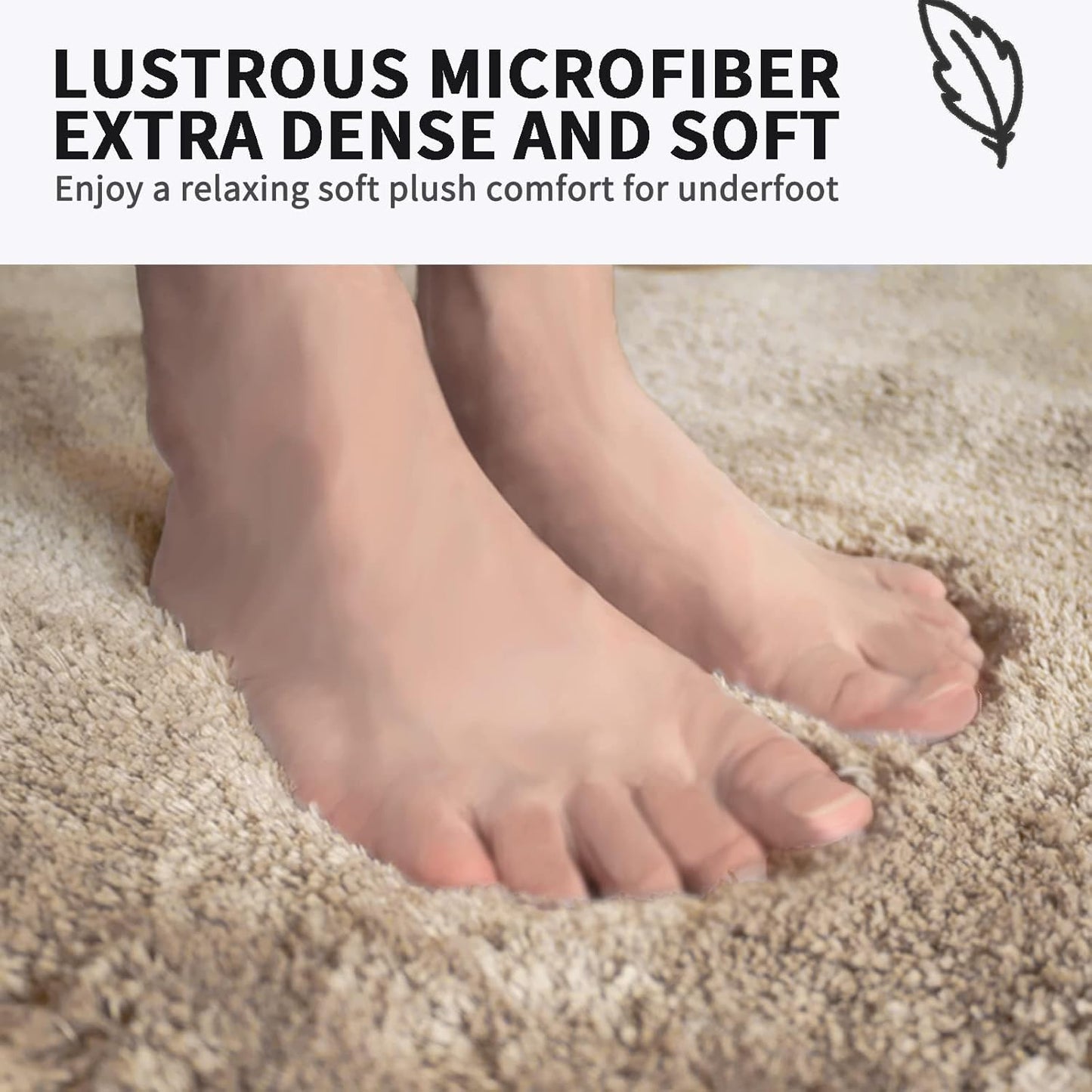 FIFU Bathroom Rugs 24" W x 36" L, Bath Mat for Bathroom, Bedroom, Laundry Room & Kitchen, Non-Slip Rubber Latex Backing, Extra Soft and Absorbent Microfiber Carpet, Machine Washable Rug, Beige