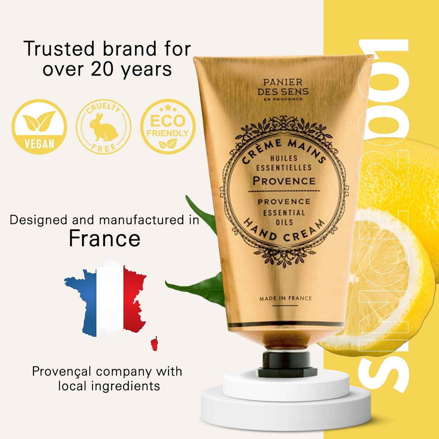 Panier des Sens - Hand Cream for Dry Cracked Hands - Provence Hand Lotion with Shea Butter & Olive Oil - Vitamin E Skin Moisturizer with 97% Natural Ingredients - Made in France, 2.5 fl oz