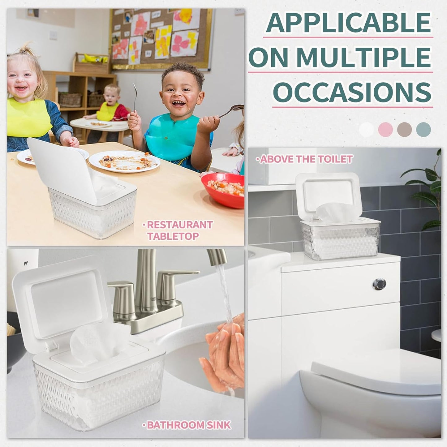 Wipes Dispenser, One-Handed Operation Wipe Holder for Baby & Adult, Seal-Designed Wipes Container for Bathroom Keep Diaper Wipes Fresh (White)