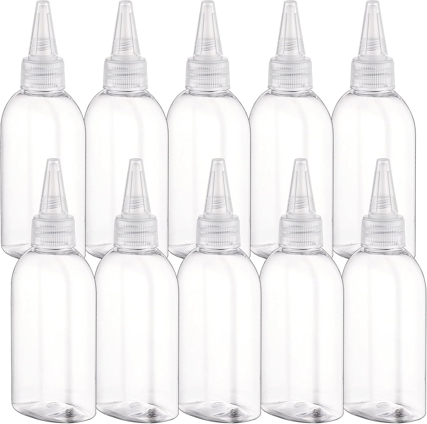 Cosywell Paint Bottles 10Pack 100ml/3.4oz Empty Squeeze Bottles Leak-Proof Refillable Plastic Hair Color Applicator Bottle Paint Storage Containers for Paint Art Crafts Shampoo Liquids(Clear)