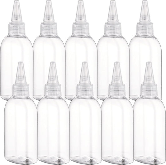 Cosywell Paint Bottles 10Pack 100ml/3.4oz Empty Squeeze Bottles Leak-Proof Refillable Plastic Hair Color Applicator Bottle Paint Storage Containers for Paint Art Crafts Shampoo Liquids(Clear)