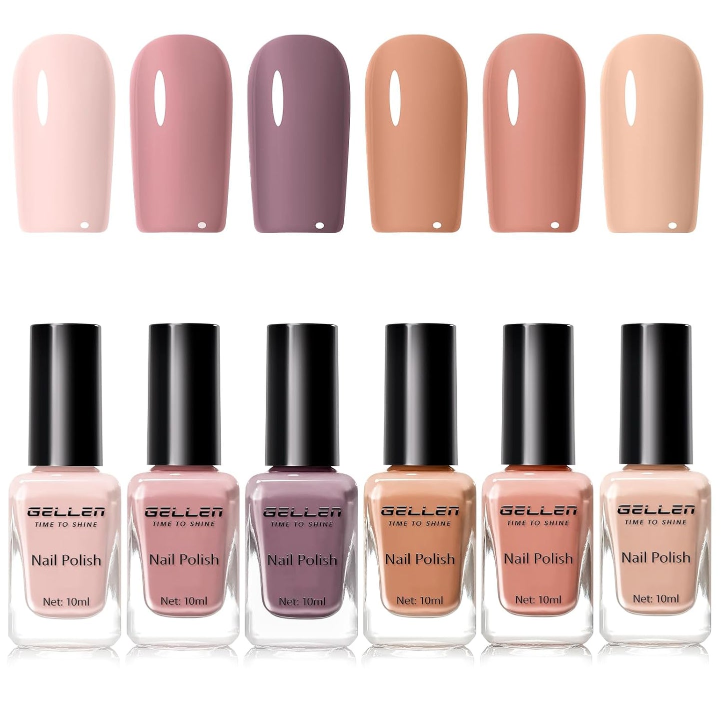 GELLEN Nail Polish Neutral Earth Tones, Nude Dusty Rose Fall Winter Air Dry Regular Nail Polish 6-color Set for Finger Toe Nails Home Salon All Seasons, Not UV Gel, Hema Free, Non Toxic, TPO Free