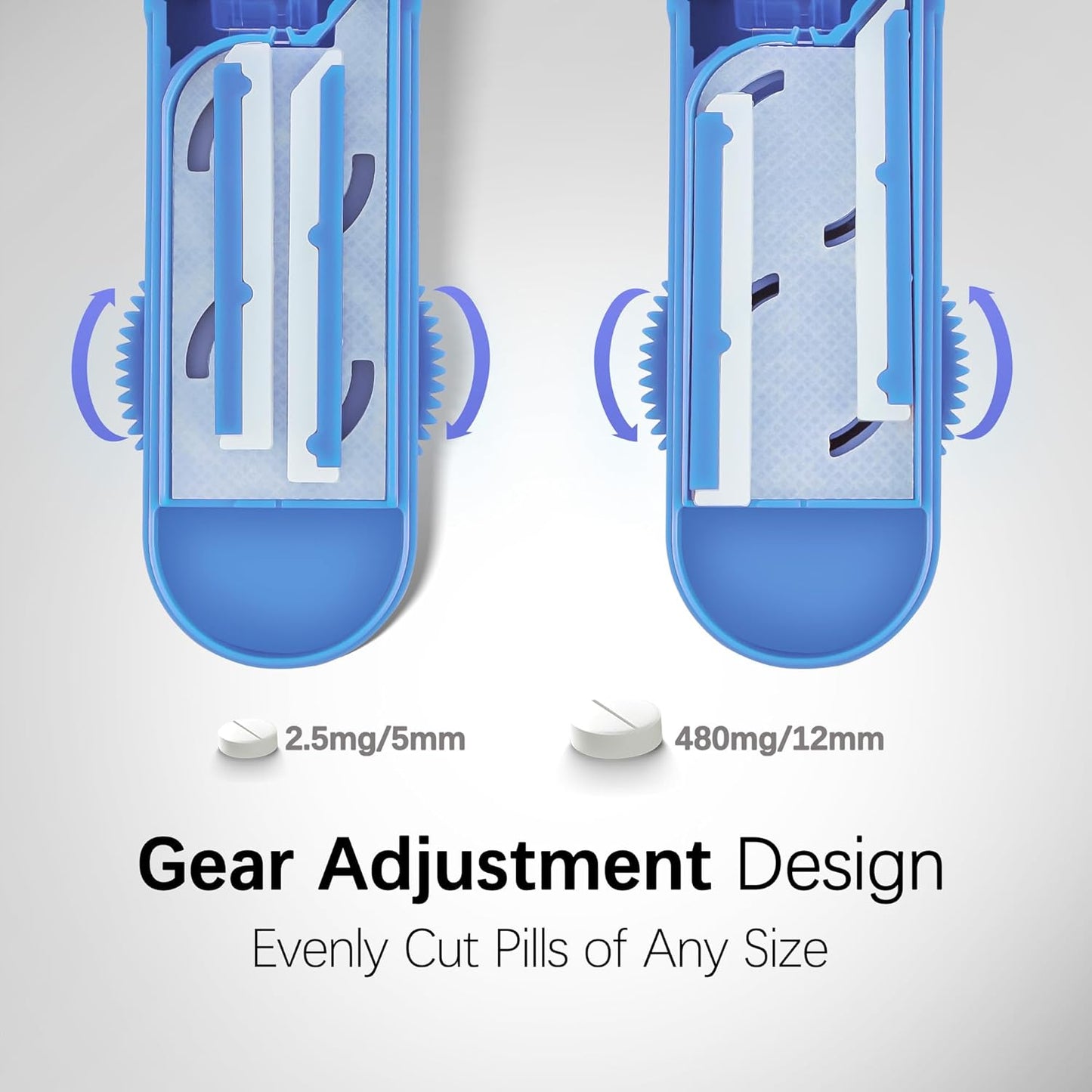 Pill Cutter Splitter for Small and Tiny Pills, Pill Cutter for Small or Large Pills, Pill Splitter for Multiple Pills at a Time with Centering Device and Stainless Steel Blade (Blue)