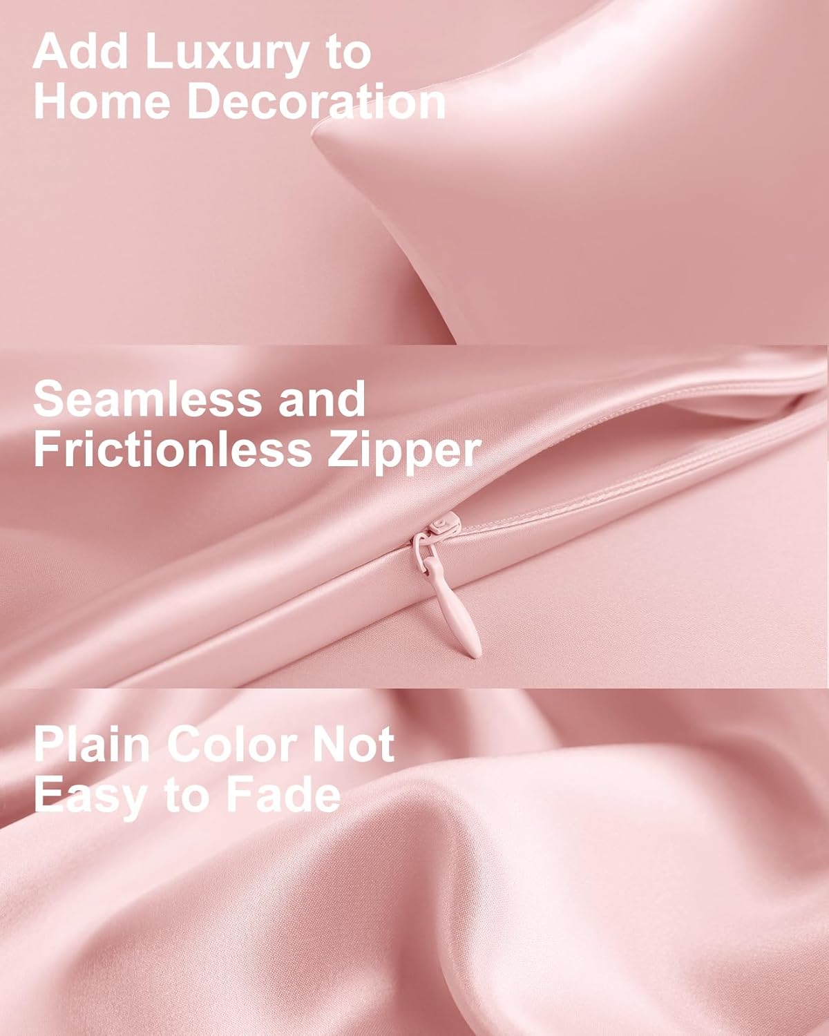 THXSILK Set of 2 Mulberry Silk Zipper Pillow Cases - Highest Grade 6A+ Pure Mulberry Real Silk Pillowcase, 19 Momme Both Sides for Hair and Skin (Light Pink, Queen Size 20"x30")