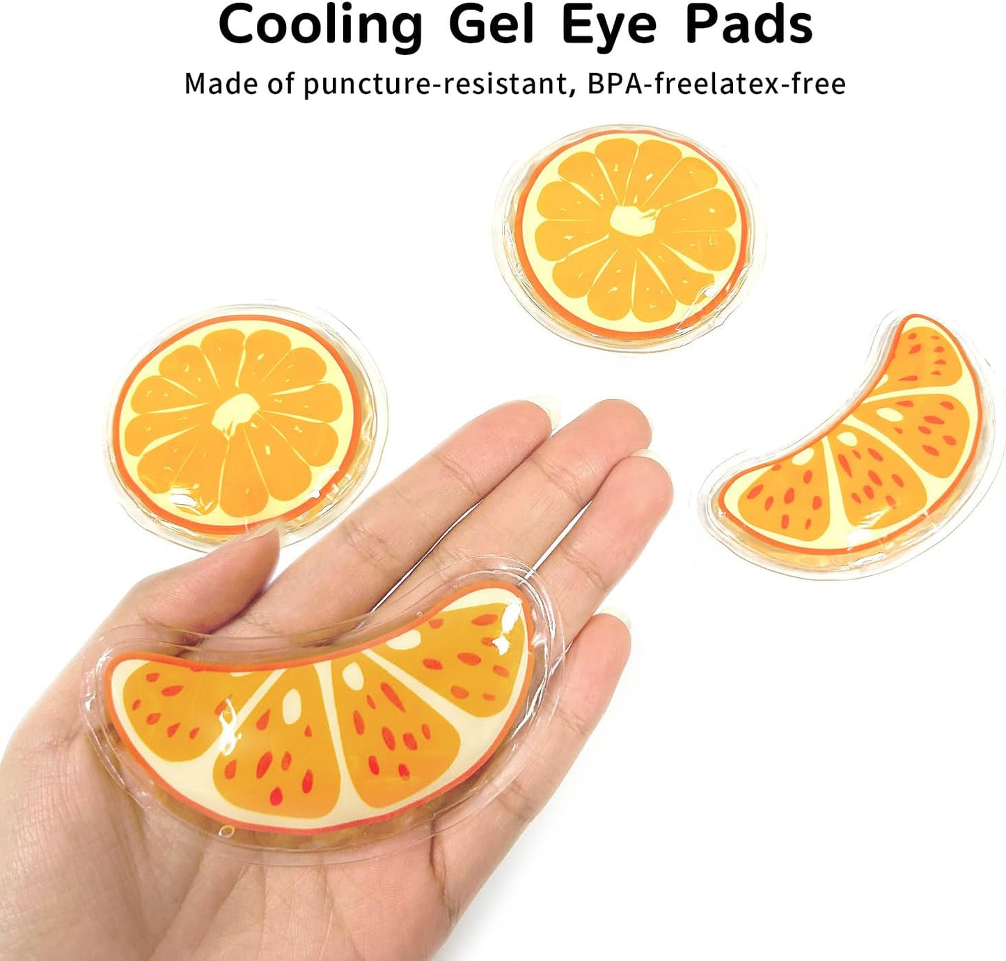 4PCS Gel Eye Ice Pack Set, Cold & Hot Compress, Reusable Cooling Gel Pads for Strain Relief, Relaxation, SPA and sleep(Oranges)