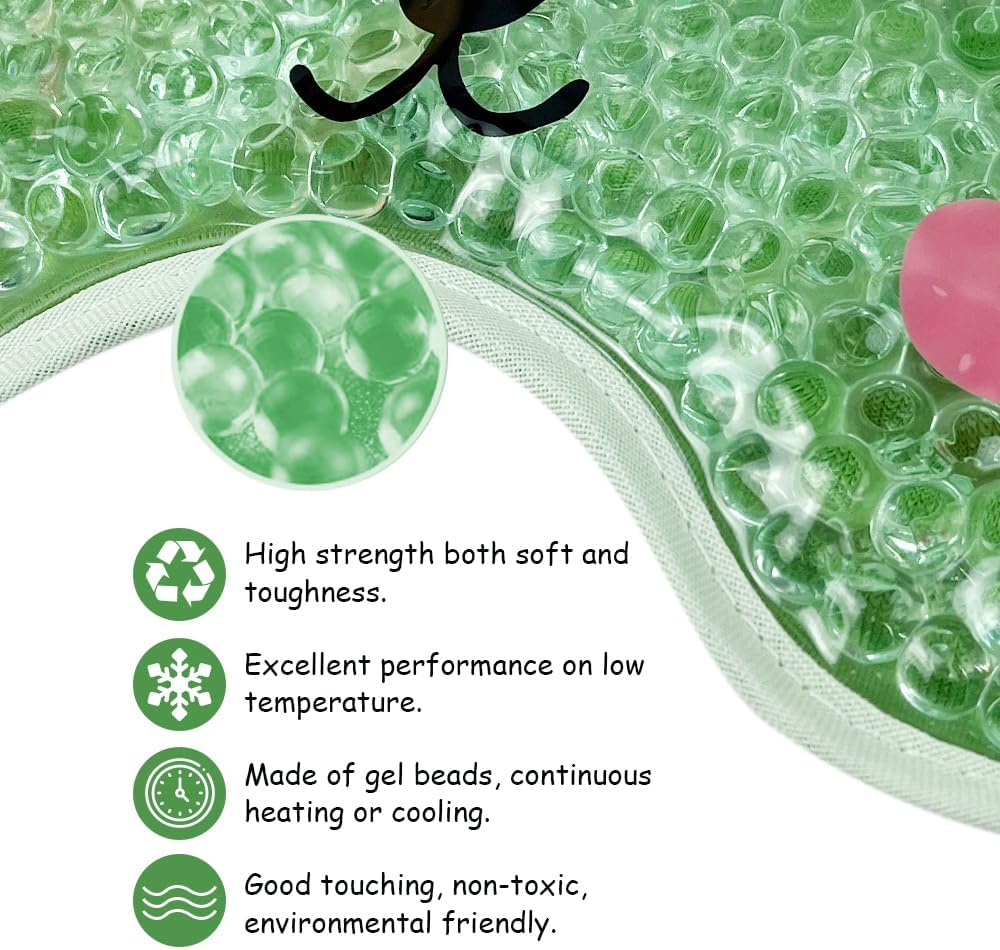 Kids Ice Packs 2 Packs Cooling Eye Mask with Soft Plush Backing for Children Boo Boos Sinus Headache Fever Patch for Kids (Green+Grey)