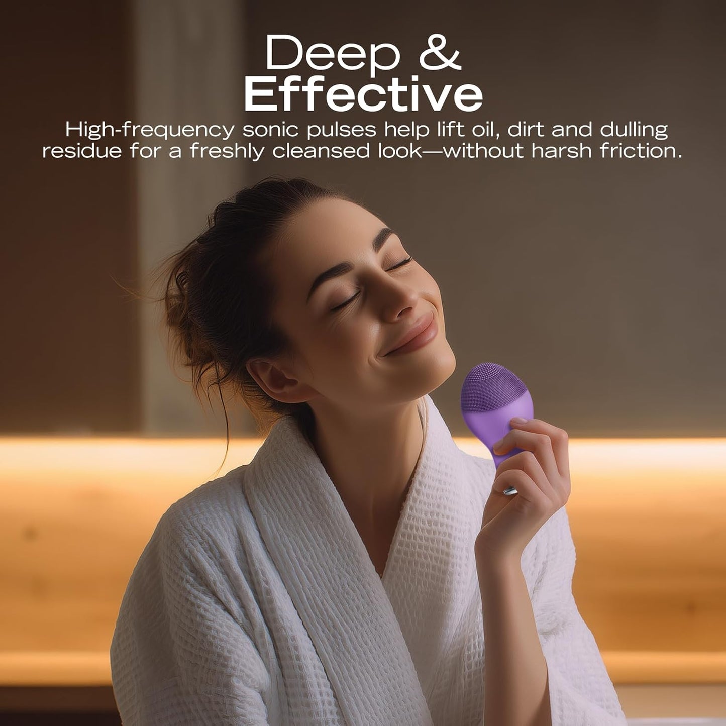 Nautica PC120 Facial Cleansing Brush Made with Ultra-Hygienic Soft Silicone, Waterproof, Rechargeable Vibrating Face Exfoliator Scrub Brush with Sonic Technology for Men & Women - Hy Purple