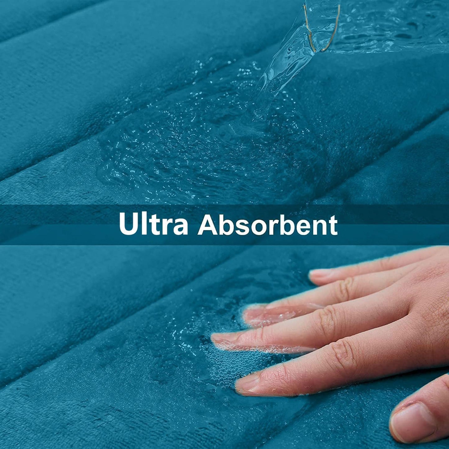 Buganda Memory Foam Bath Mat, 47" x 20", Ultra Soft and Non-Slip Bathroom Rugs, Water Absorbent and Machine Washable Bath Rug Runner for Bathroom, Shower, and Tub, Peacock Blue