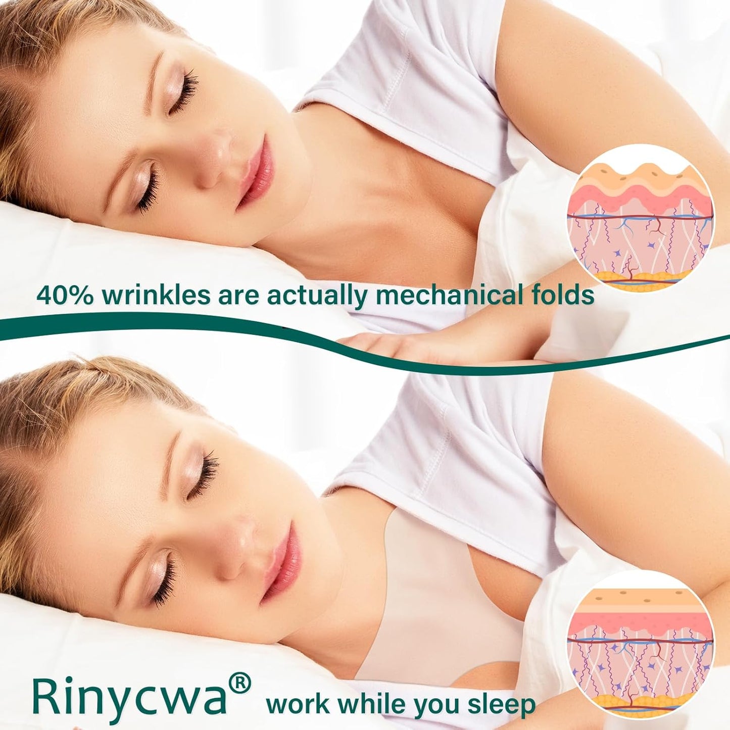 Chest Wrinkle Patches - Reusable Silicone Décolletage Pads for Side Sleeping, Anti Chest Wrinkles, Overnight Cleavage Smoothing Patches for Neck and Chest Care, Washable and Reusable, 2 Pcs