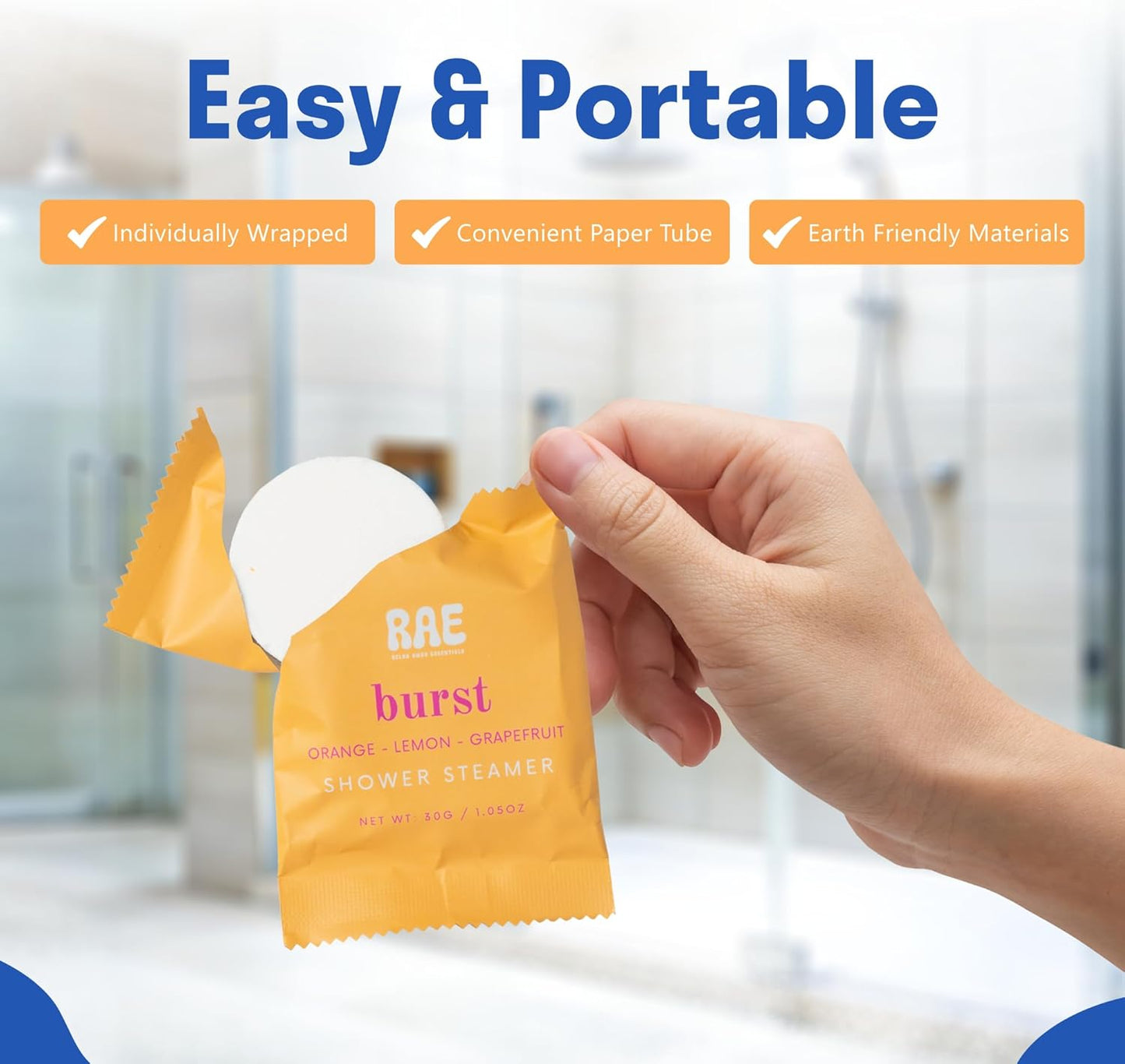 Relax Away in The A.M. Shower Steamers 6 Pack - Energizing Citrus Blends - Pure, Burst, Mist, Glow, Meadow, Spa - Uplifting & Rejuvenating - Essential Oil Aromatherapy - User-Friendly Set