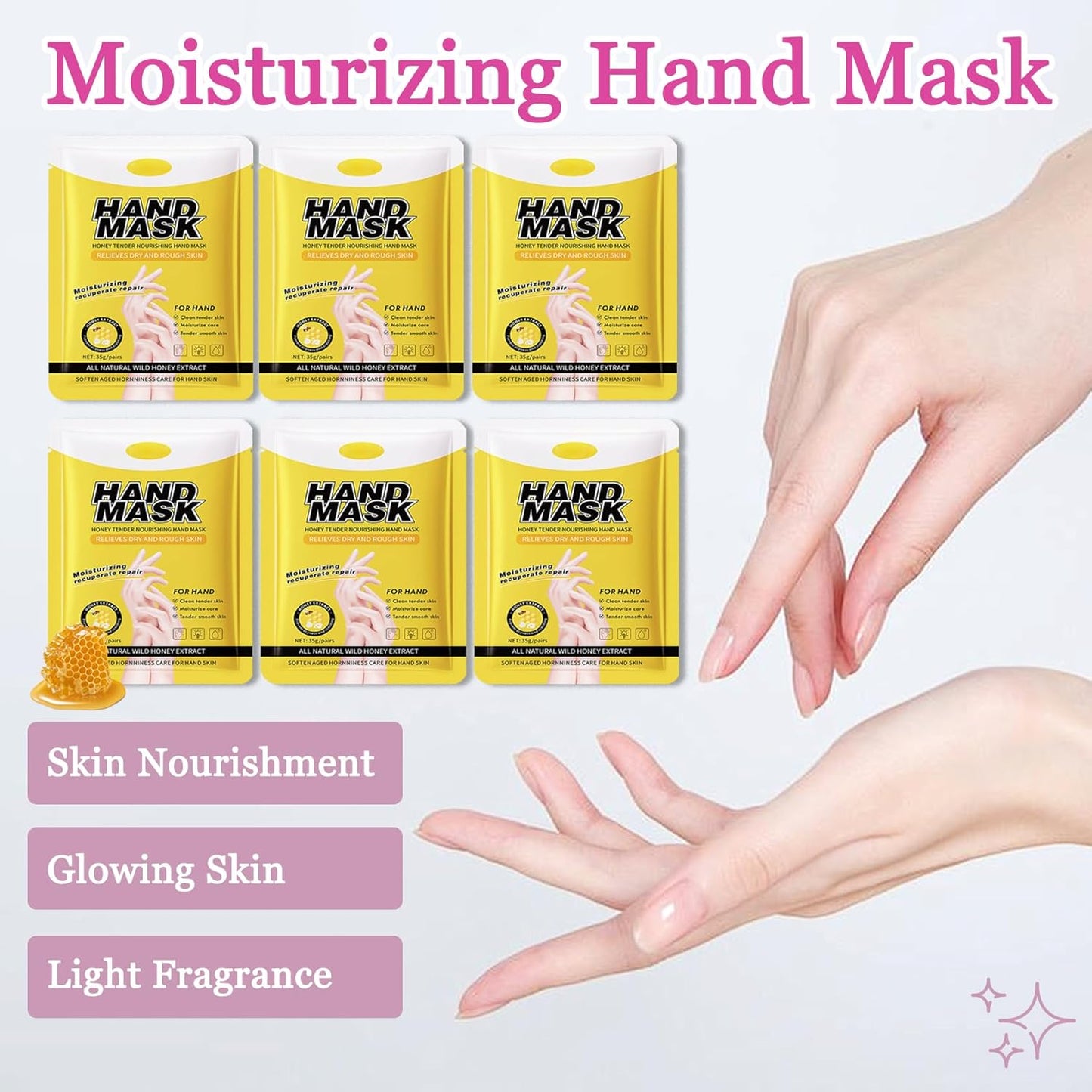 Hydrating Hand Masks, 6PCS Hand Mask Moisturizing Gloves for Men Women, Smooth Long Lasting Soft Exfoliating Hand Peeling Spa Mask Moisturizer Beauty Gift Set for Dry Cracked Rough Dull Hands（L)