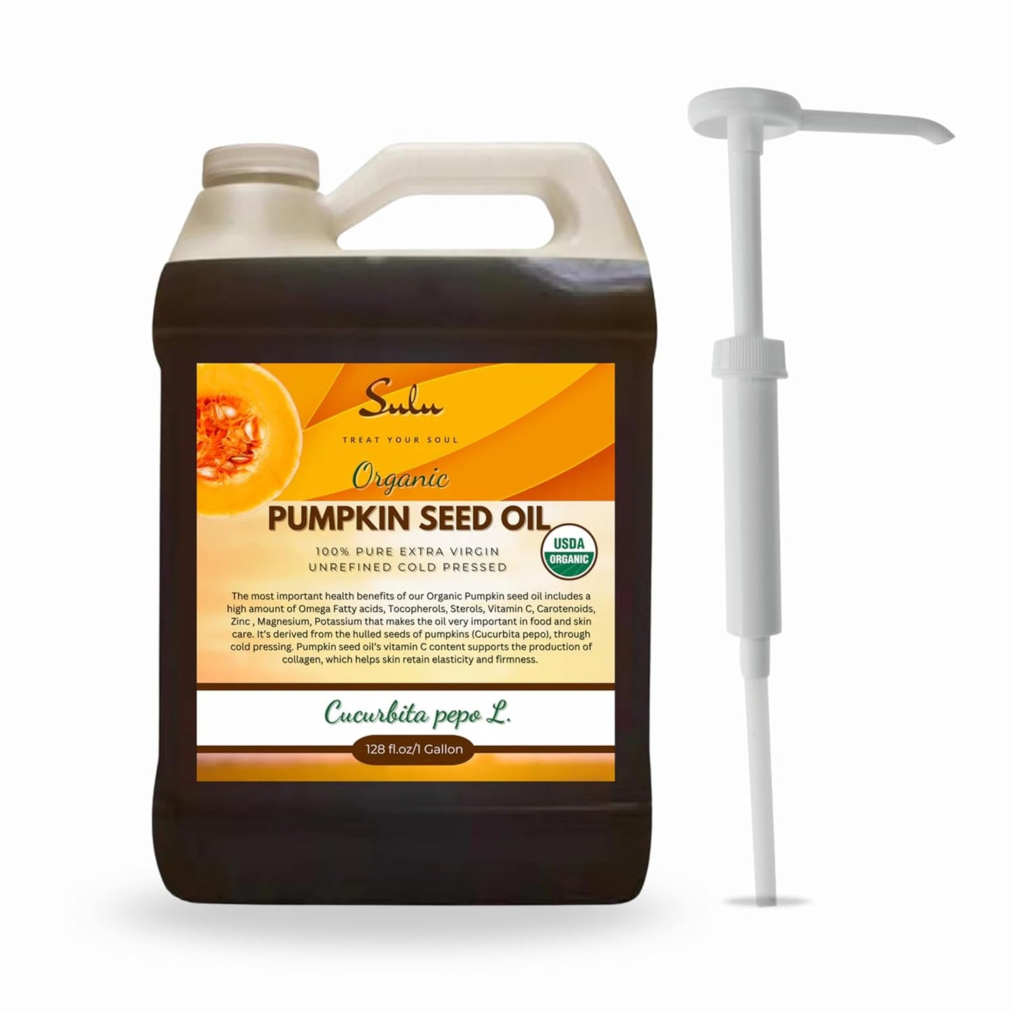 100% Pure Organic Unrefined Virgin Pumpkin Seed Oil All Natural 1 Gallon (128 fl.oz)