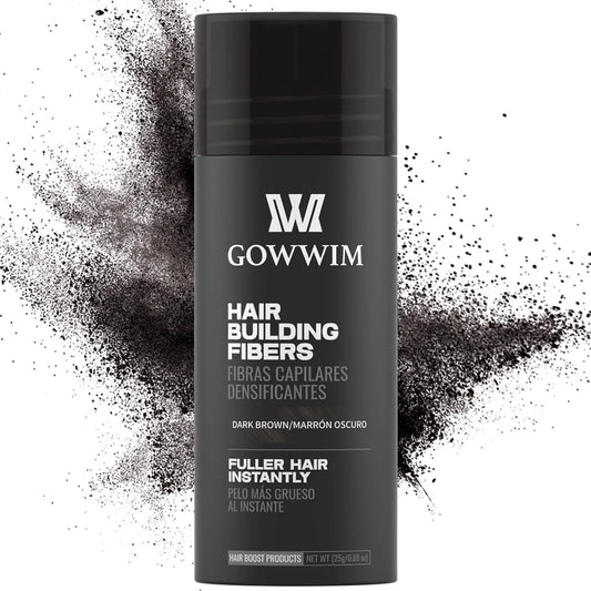gowwim Hair Fibers for Thinning Hair 25g Hair Building Fibers 100% Undetectable,Instantly Cover Sparse Hair Areas-Bald Spots Cover Up. (Dark Brown)