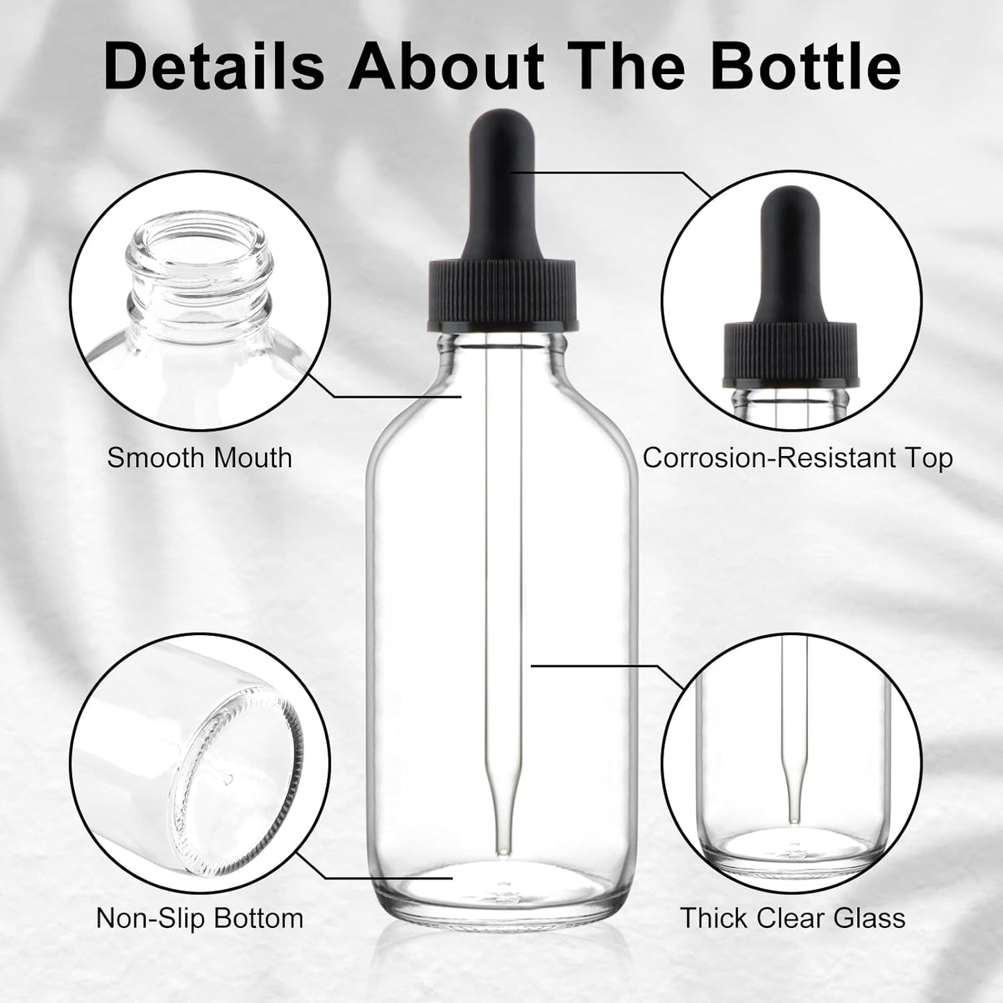 42 Pack 4oz Clear Glass Bottles with Glass Eye Droppers for Essential Oils, Perfumes & Lab Chemicals (Brush, Funnels, 3 Extra Droppers, 48 Pieces Labels & 30ml Measuring Cup Included)