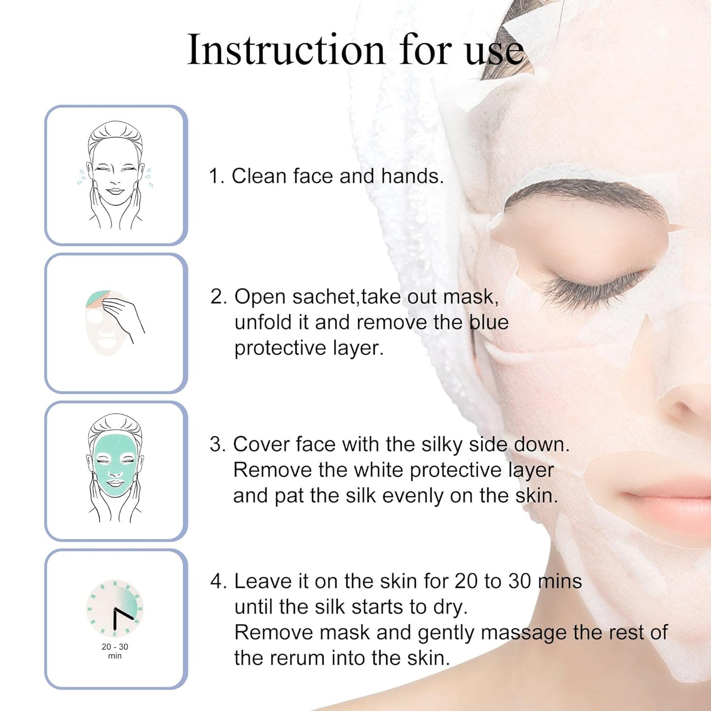 Dermaroller, Silk Face Masks Intensive Hyaluronic Acid Moisturizer with Matriyxl 3000 Tocopherol Boost Collagen Hydrate Dry Skin Reduce Fine Lines Wrinkles SingleUse Masks (10 masks)