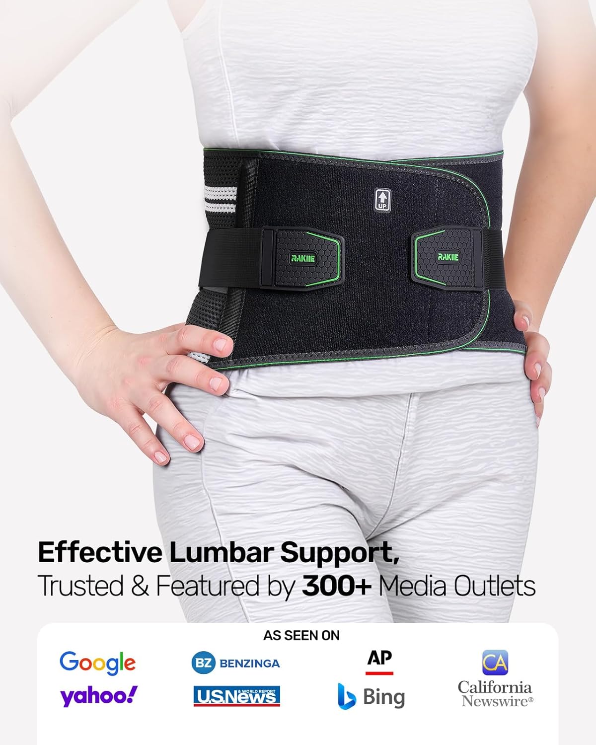 Back Brace for Men Women, Integrated Lumbar Support, Breathable Soft Mesh Fabric and 8 Stays All-round Support, Durable Back Support With Lumbar Support Pad for Home & Lifting At Work, Green Size L