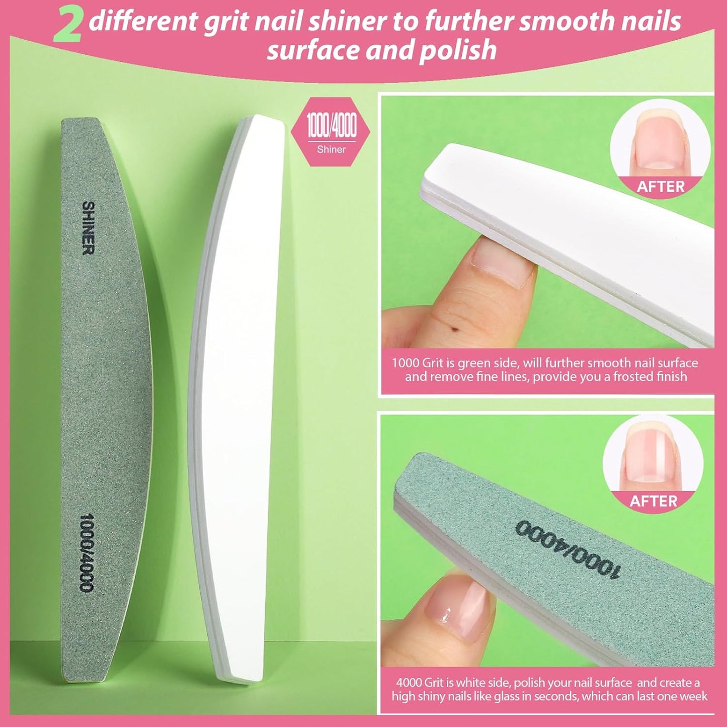 Teenitor Nail File and Buffer Set, 2 Sets Nail Buffer Block Nail Files for Natural Nails, Emery Boards for Nails Nail Buffer and Shine Kit, Acrylic Nail Files 100/180 Fingernail Files for Women