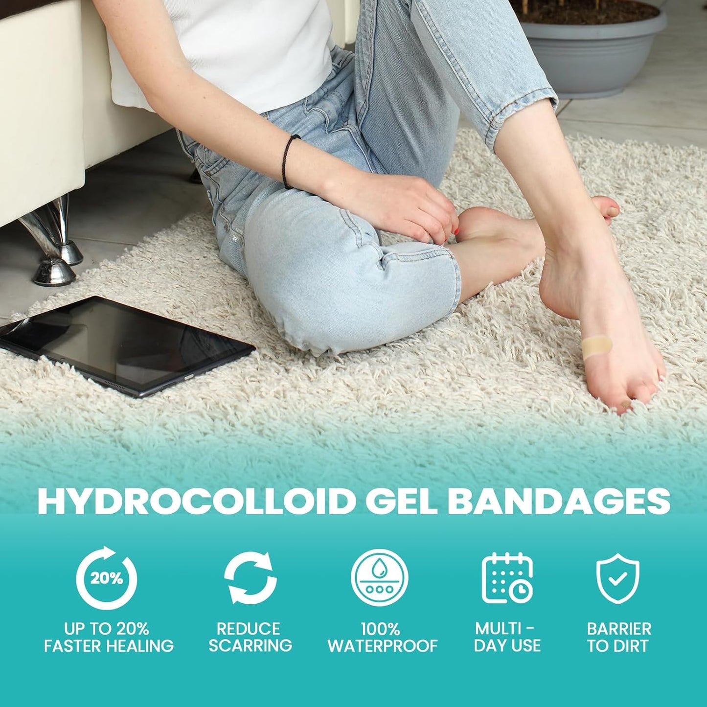 Waterproof Hydrocolloid Blister Bandages - Gel Pads for Foot, Toe Healing & Prevention (32ct, Spot Pack)