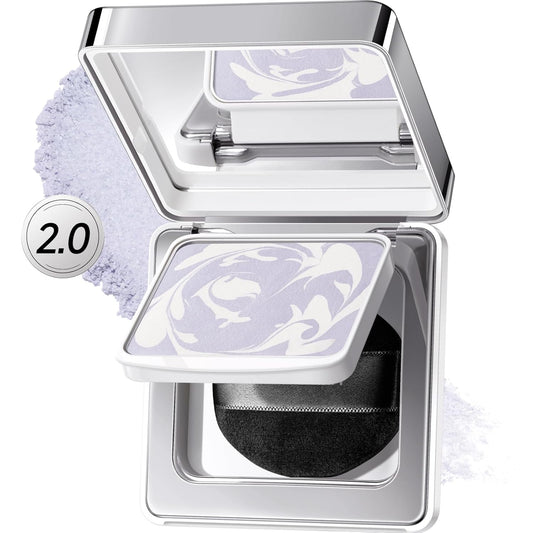 CARSLAN 2.0 Black Magnet Soft Focus Powder, Waterproof Translucent Pressed Setting Powder, 24H Longlasting Talc-Free Face Powder, Oil Control Compact Makeup,03 Blue Purple For Sensitive Skin, 0.28Oz
