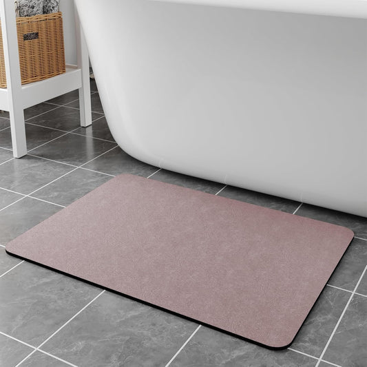 Bath Mat Rugs 32x17 - Diatomaceous Earth Bath Mat Quick Dry Absorbing Bathroom Rugs Rubber Non Slip Thin Bathroom Mat Fit Under Door, Bath Mats for Bathroom Floor, Tub and Shower, Sink, Blush Pink