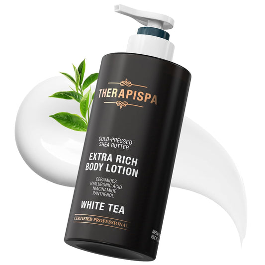 THERAPISPA Scented Body Lotion for Women – Hydrating & Nourishing Moisturizer with Shea Butter, Ceramides & Panthenol for Dry Skin – Inclusive for Everyone (White Tea, 17.0 fl oz)