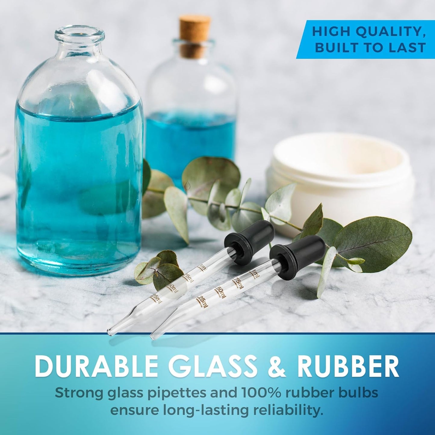 MEDca Eye Dropper - (Pack of 2) Bent & Straight Tip Calibrated Glass Medicine Droppers for Medications or Essential Oils Pipette Dropper for Accurate Easy Dose and Measurement (1 mL Capacity)