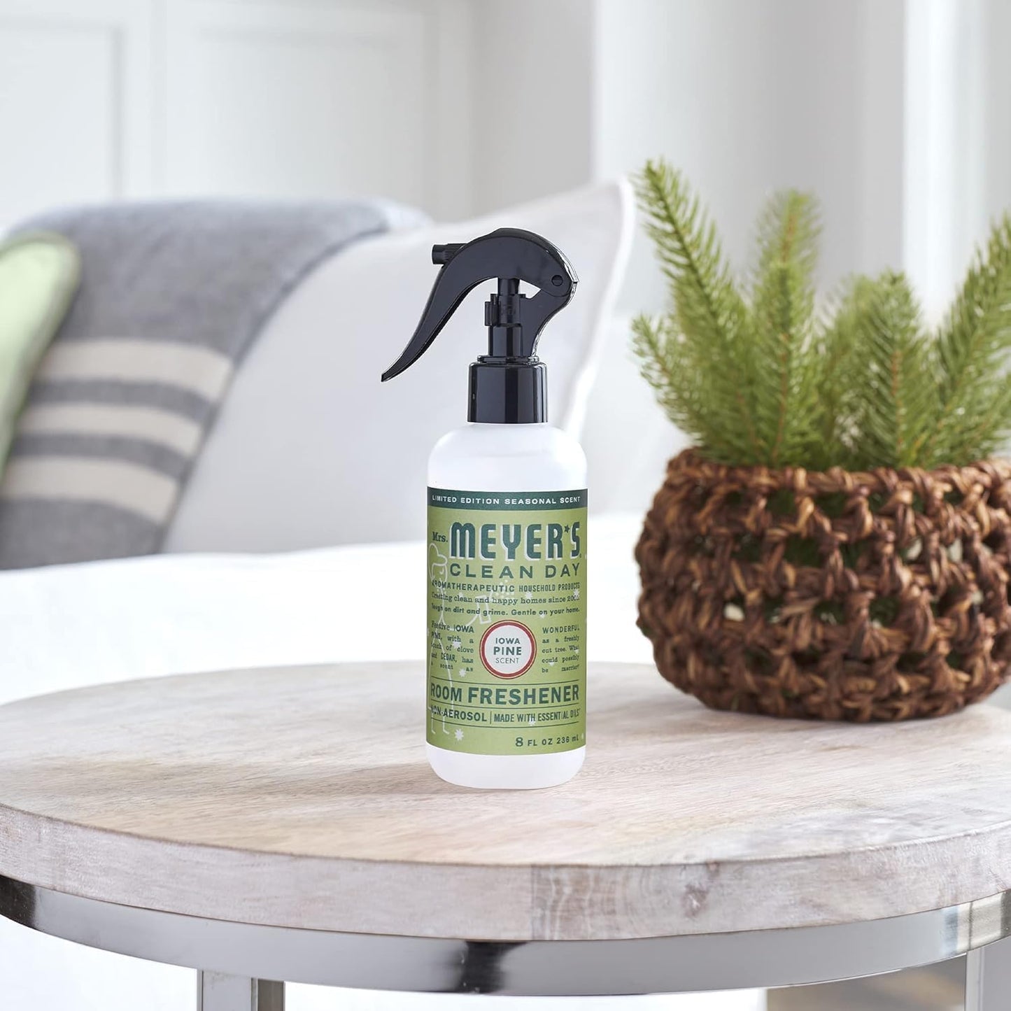 MRS. MEYER'S CLEAN DAY Room and Air Freshener Spray, Non-Aerosol Spray Bottle Infused with Essential Oils, Limited Edition Iowa Pine, 8 fl. oz - Pack of 3