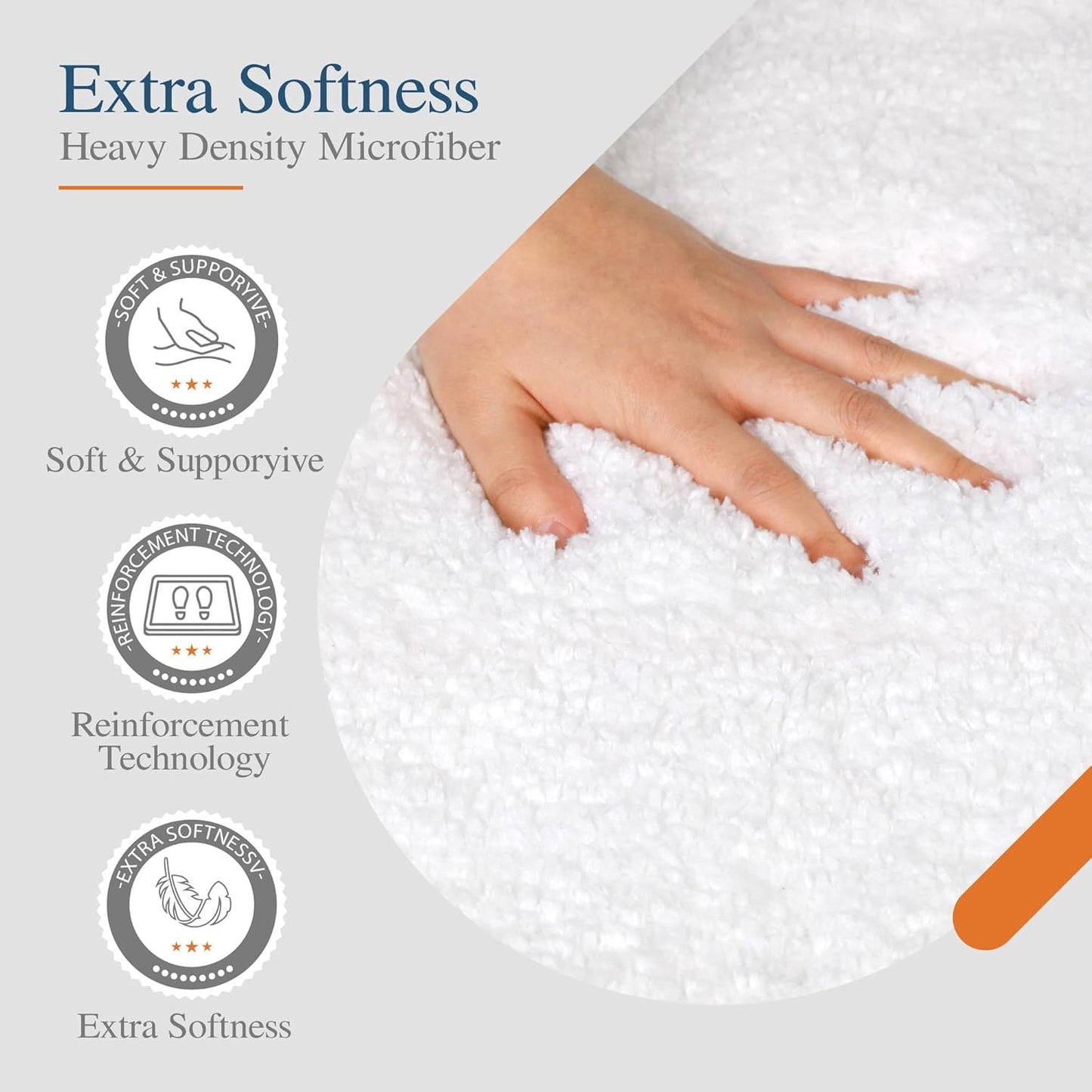 Walensee Contour Rug (20x24, White) Non Slip Bath Mat for Bathroom, Water Absorbent Soft Microfiber Shaggy Mat, Machine Washable U Shape Toilet Rug