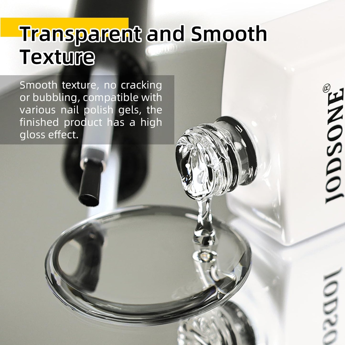 JODSONE 18ml Top Coat Gel Polish No Wipe High Gloss Shine Finish Long Lasting Gel Nail Polish Professional Manicure for Home DIY and Nail Salon