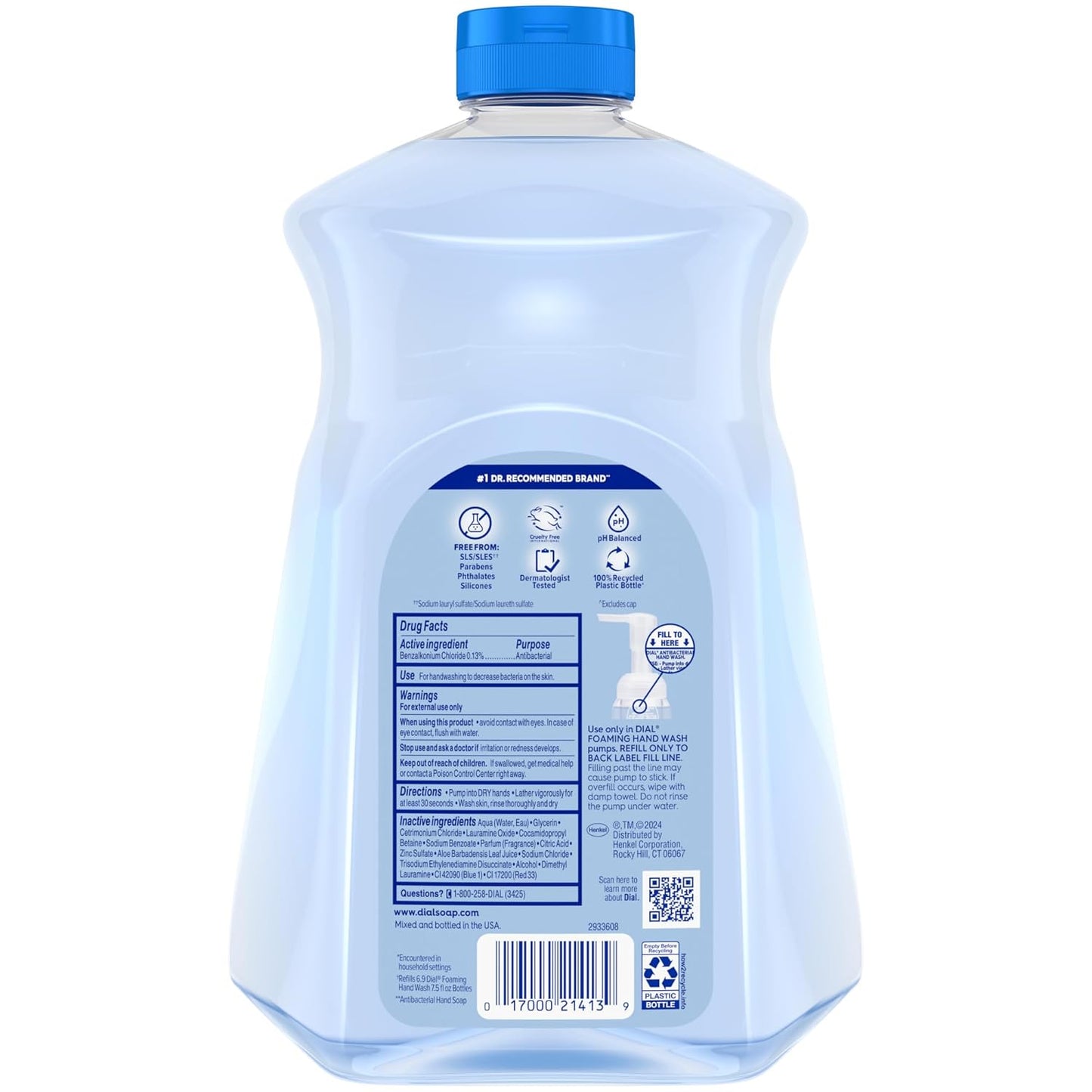 Dial Antibacterial Foaming Hand Soap Refill, Spring Water, 52 fl oz (Pack of 1)