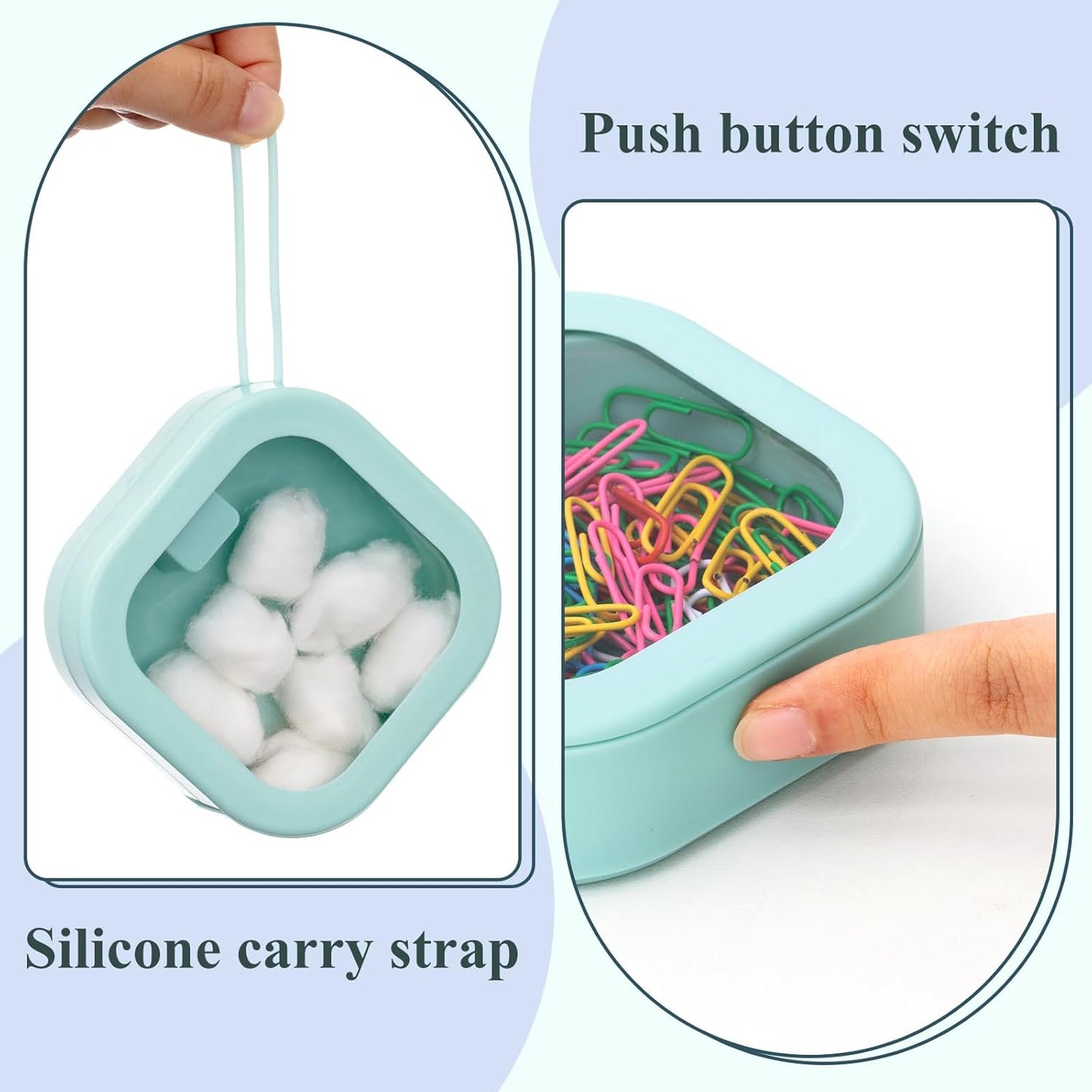 Kathfly 4 Pcs Green Hair Tie Organizer Portable Hair Accessory Storage Containers Stackable Tie Bobby Pin Holder Home Cotton Swab Dispenser Accessories Jewelry Organizer Box