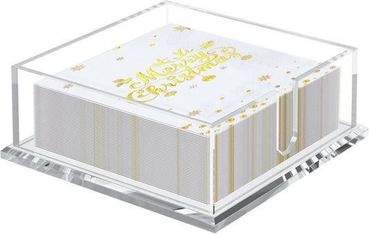 Napkin Holder for Table, Acrylic Napkin Paper Towel Holder for Kitchen, Clear Acrylic Guest Towel Holder Tray for Bathroom, Cocktail Napkin Holder for Dinner (Square Clear 7'')