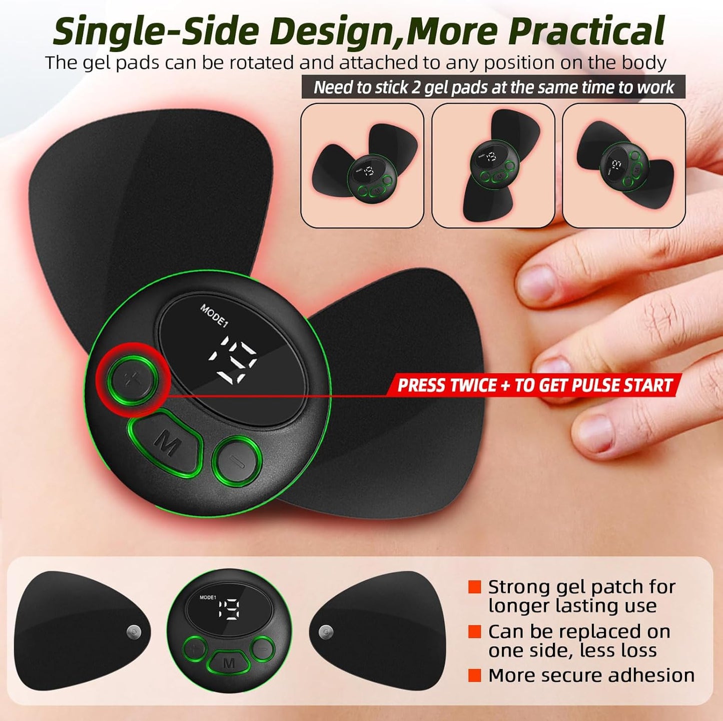 Intelligent Wireless TENS & EMS Unit Rechargeable Electric Deep Tissue Powered Muscle Stimulator Massager Machine Pain Relief Therapy for Back Shoulder Leg Neck Arms