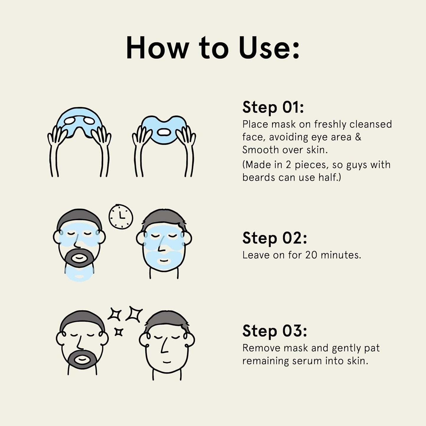 JAXON LANE BRO MASK Korean Face Mask for Men: Premium Mens Face Mask Skin Care & Facial Anti Aging Sheet Masks with Hydrogel, Vitamin C, Hydrating Hyaluronic Acid, Hydrolyzed Collagen (2 X 4 Pack)