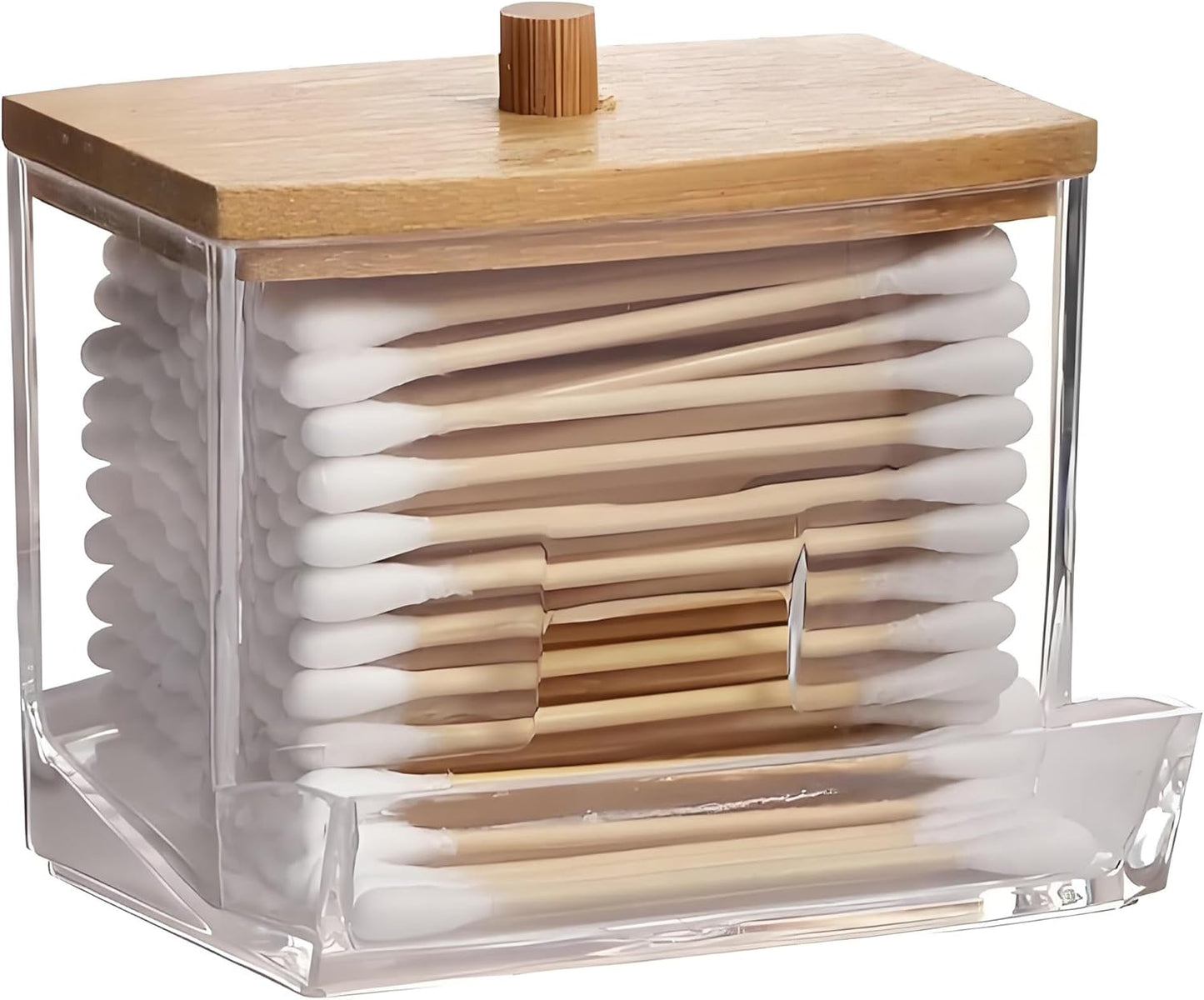 AXX Qtip Dispenser Apothecary Jars Bathroom - Qtip Holder Storage Canister Clear Plastic Jar for Cotton Swab,Q-Tips,Cotton Rounds (D#Cylinder 3Pcs)