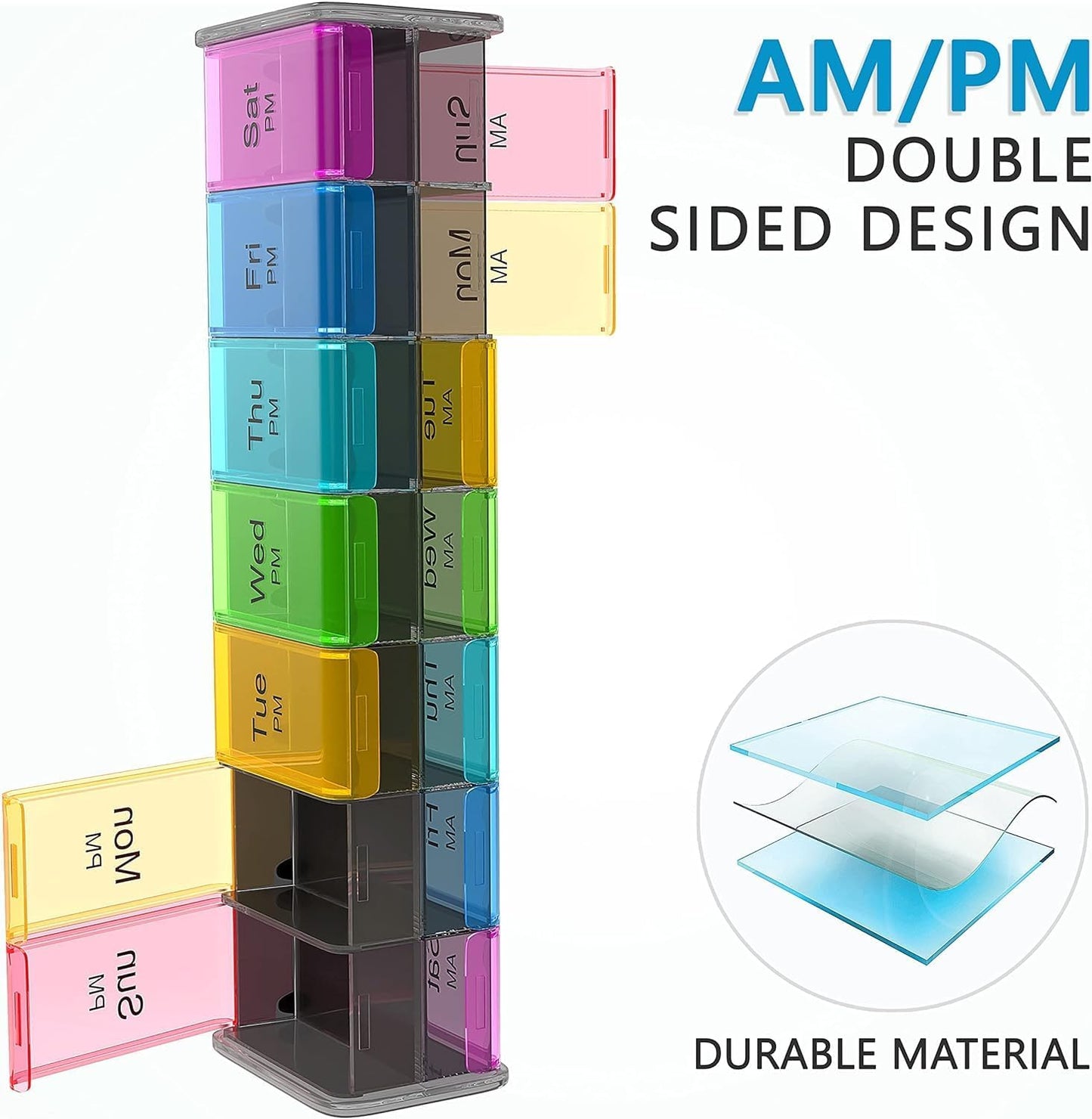 Extra Large Pill Organizer- XXL Pill Box 7 Day - Weekly Pill Organizer with AM PM Large Compartments Big Pill Case for Supplements Jumbo Pill Holder for Vitamins Huge Medicine Organizer 2 Times a Day