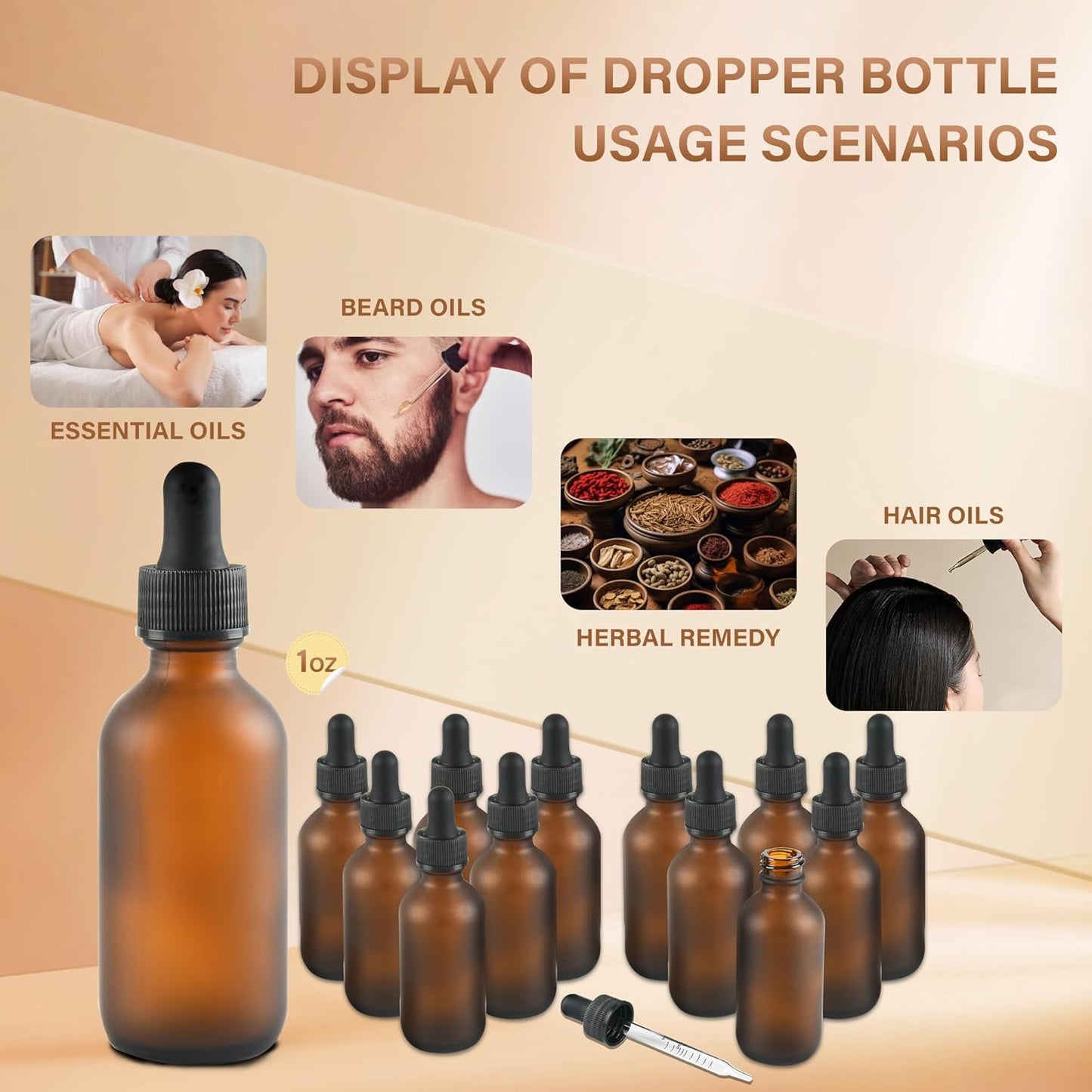 12 Pcs, 2oz Dropper Bottle, Amber Glass Eye Dropper Bottle, Tincture Bottles with Dropper, Pretty Finish, Leak-Proof Design, Stronger Suction for All Kinds of Mixed Liquids