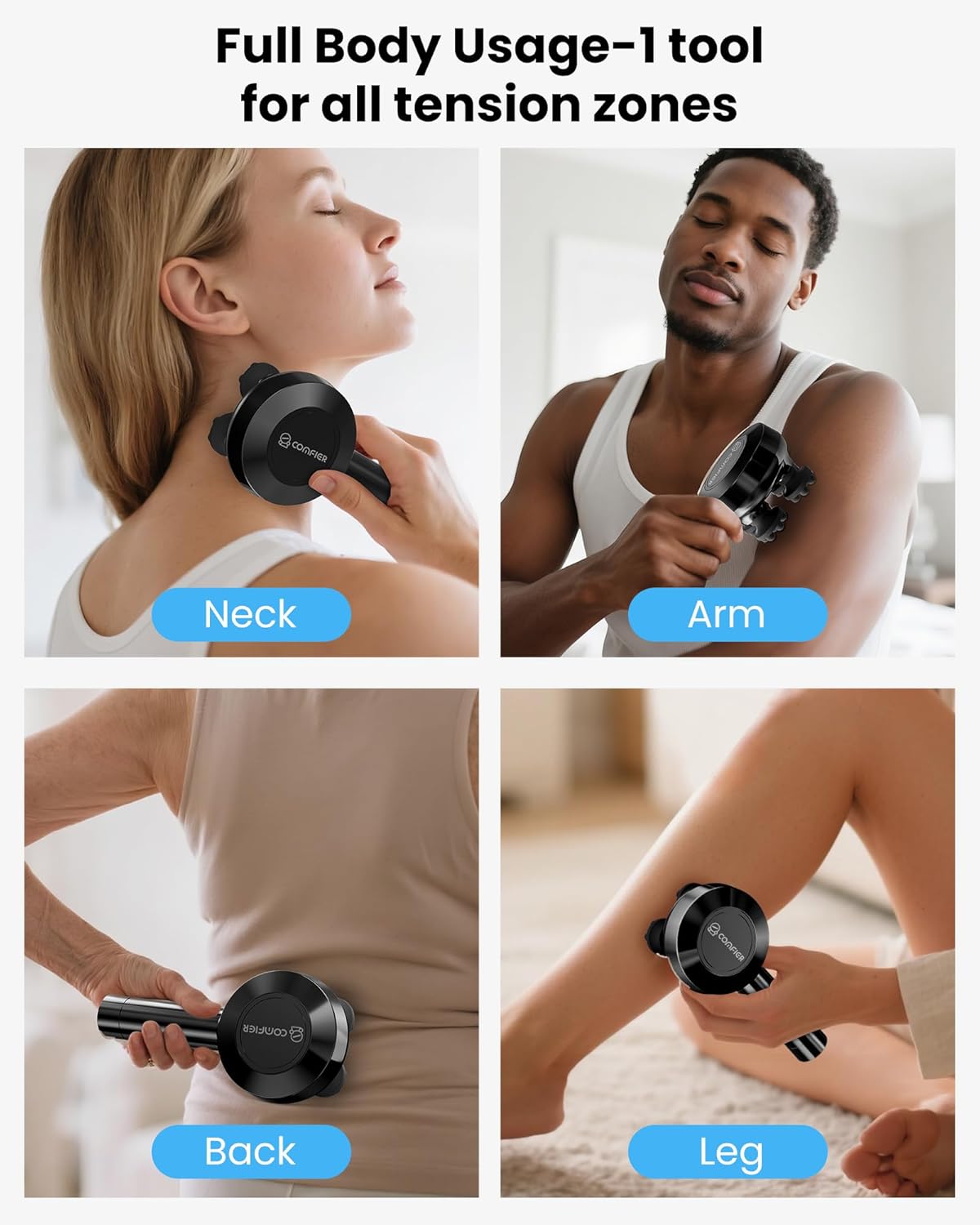 COMFIER Handheld Scalp Massager Hair Growth,Cordless Hair Head Massager with 3 Modes & 8 Silicone Claws,IPX7 Waterproof Body Massager for Stress Relax,Pet Massage,Head Scratcher,Gifts Men,Women(Black)