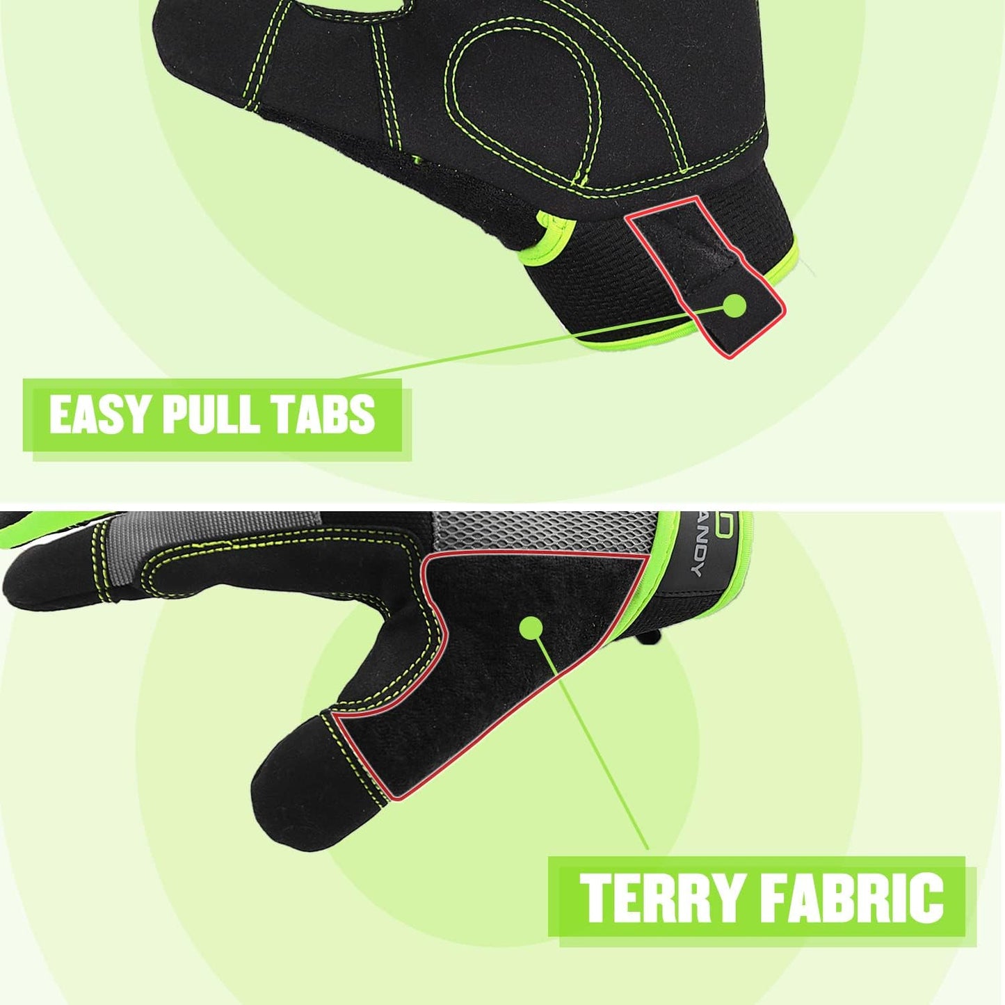 HANDLANDY Work Gloves for Men & Women, Utility Mechanic Working Gloves Touch Screen, Flexible Yard Work Gloves