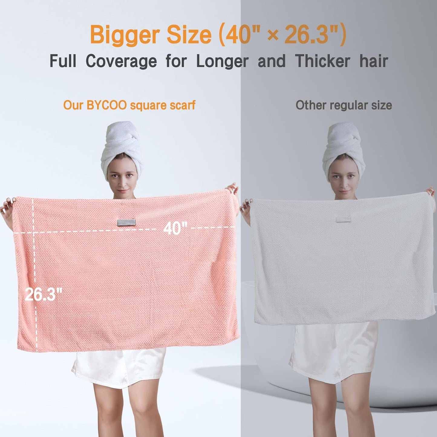 Microfiber Hair Towel Wrap for Women, Anti Frizz Large Ultra-Soft Hands-Free Hair Dry Towels, Fast Drying | Super Absorbent | Quick Dry Hair Turban for Wet, Curly, Long & Thick Hair - Pink