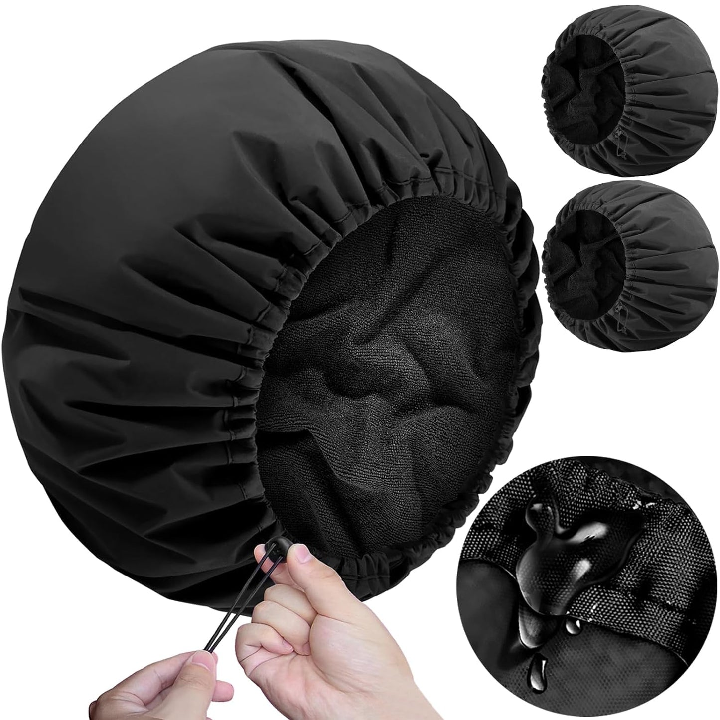 2 Pcs 15" XL Extra Large Terry Lined Shower Cap, Adjustable Dual Waterproof Shower Cap for Women Reusable Soft Hair Cap Bath Cap for Long Braids, Thick Hair, Locs, Curly Hair