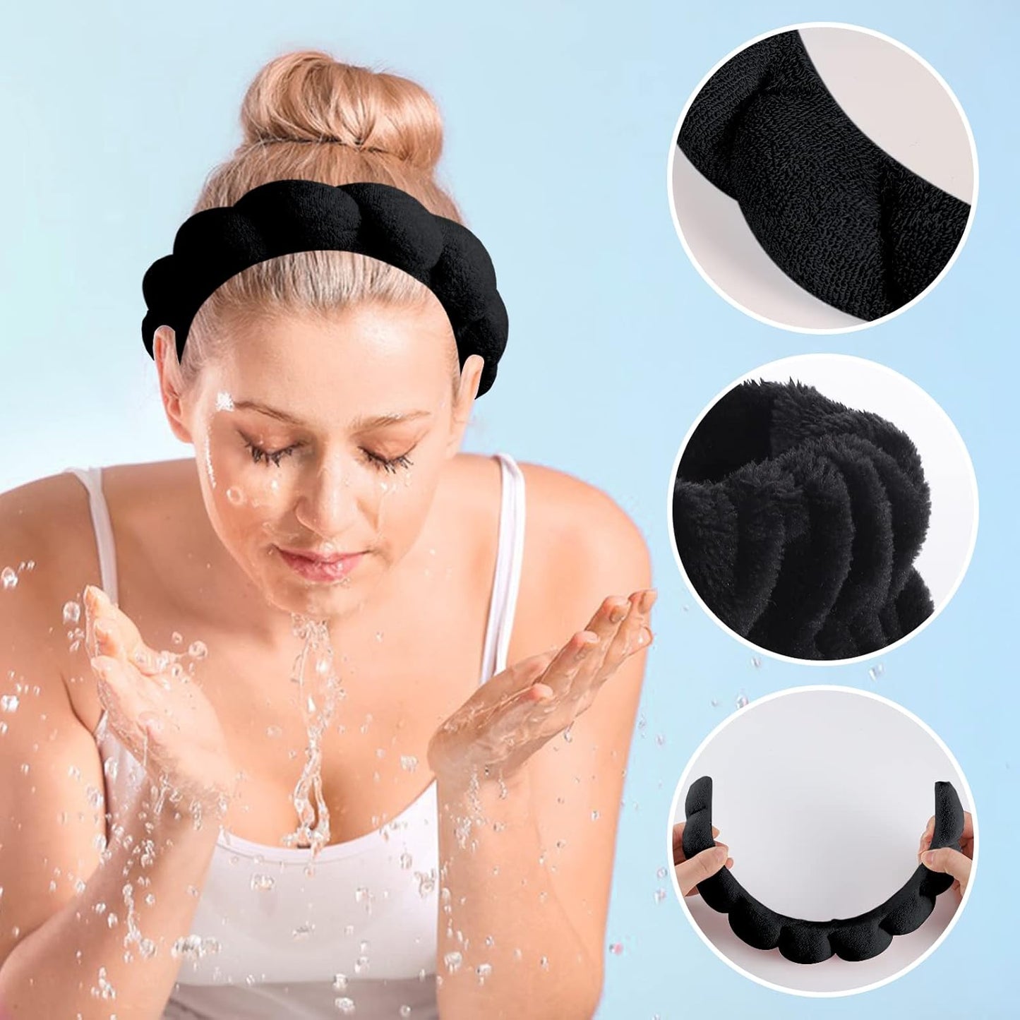 WSICSE Spa Headband for Washing Face, Skincare Headbands Puffy Padded Keep Hair Dry Stocking Stuffers for Girls Women