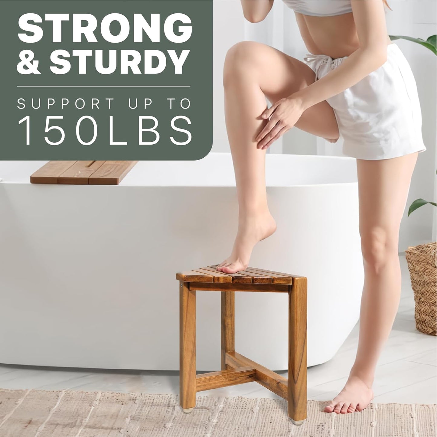 Shower Foot Rest 12 in, Corner Shower Stool for Shaving Legs, Small Corner Bathroom Bench Suitable for Small Shower Spaces, Bath Seat, in Shower Stool