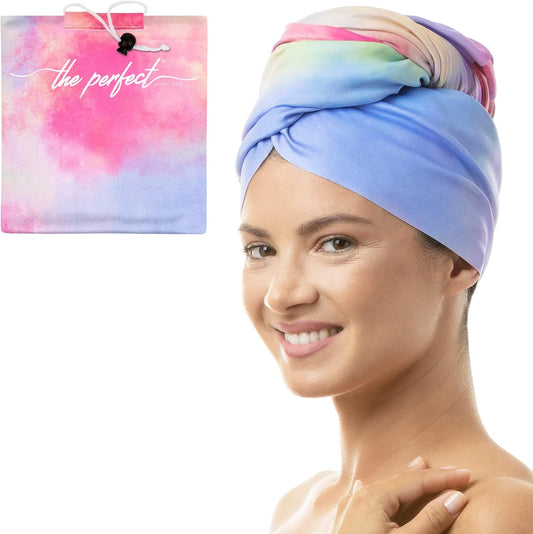 Microfiber Hair Towel Wrap for Women - Gift and Travel - Smooth like Silk - Curly, Wavy, Straight Hair Girls - Plopping Essential - Anti-Frizz, Fast Drying, Works Better than a Cotton T-Shirt