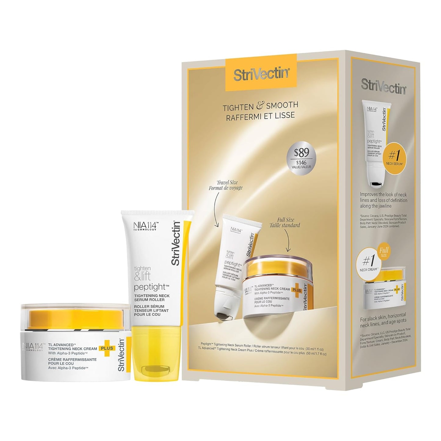 StriVectin Tighten & Smooth Neck Cream and Neck Serum Roller Anti-aging Skin Care 2-Piece Set